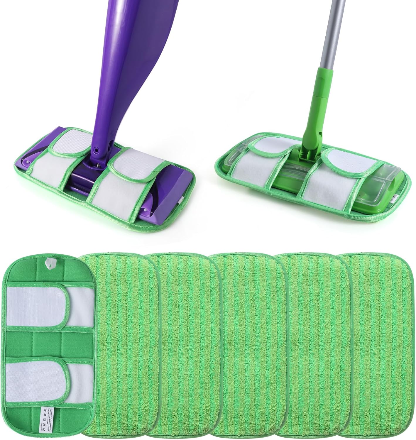 6 Pack Reusable Mop Pads for Swiffer WetJet Sweeper Mops, Microfiber Washable Floor Mop Refills Wet and Dry Use Replacement Pads for Hardwood, Tile, Laminate Floor Cleaning