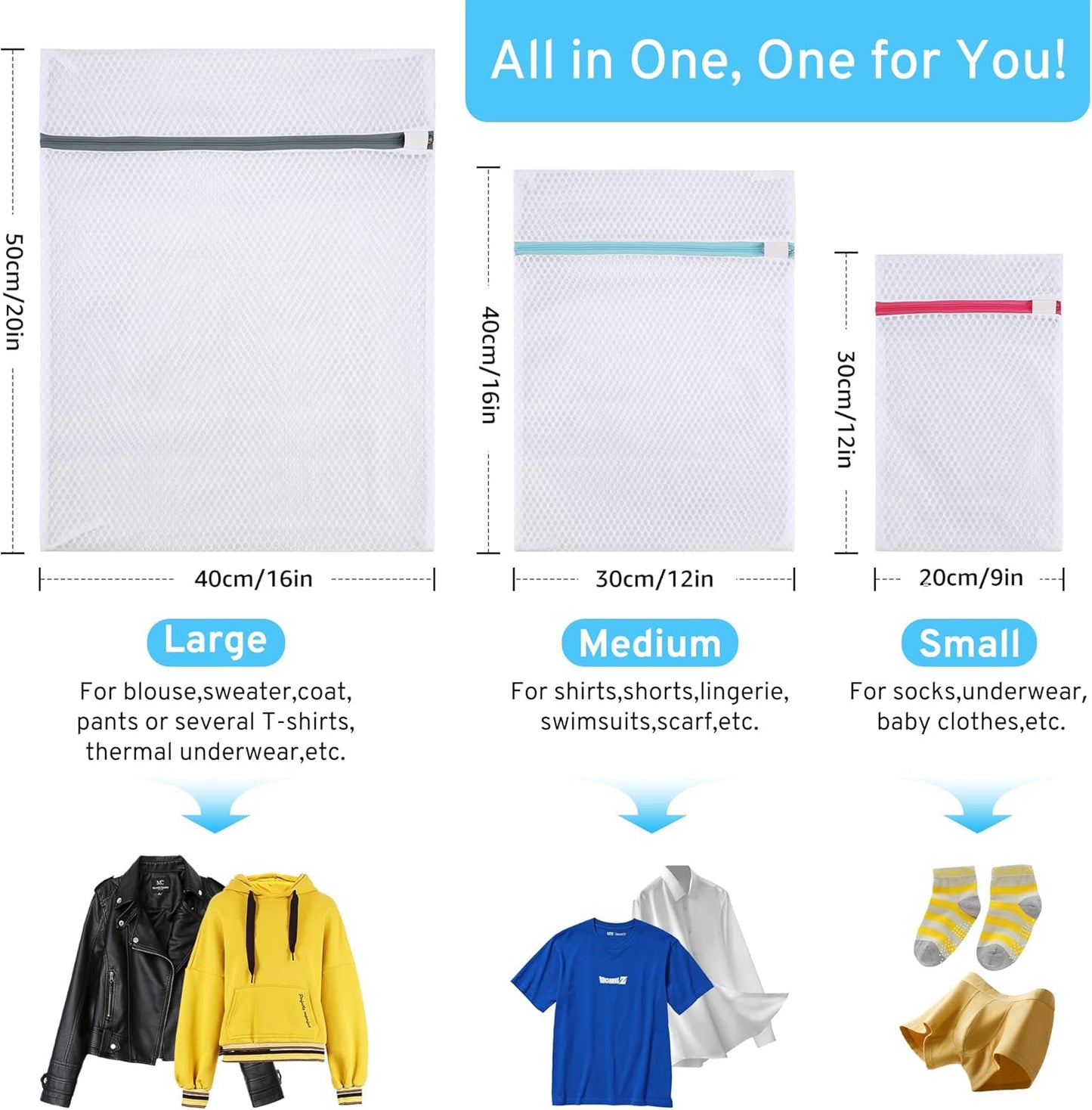 2nd Gen Honeycomb Mesh Laundry Bags for Delicates, Lingerie Bags for Washing Delicates, Travel Storage Organize Bag, Clothing Washing Bags for Blouse, Bra, Hosiery, Underwear and More(3 Pcs, 1L,1M,1S)