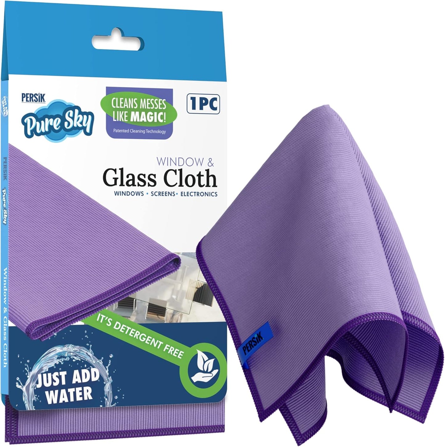 Pure-Sky Microfiber Cleaning Cloth - JUST ADD Water No Detergents Needed – Streak Free Magic Ultra Microfiber Polishing Towel - for Windows, Glass, Mirror and Screen - Leaves no Wiping Mark