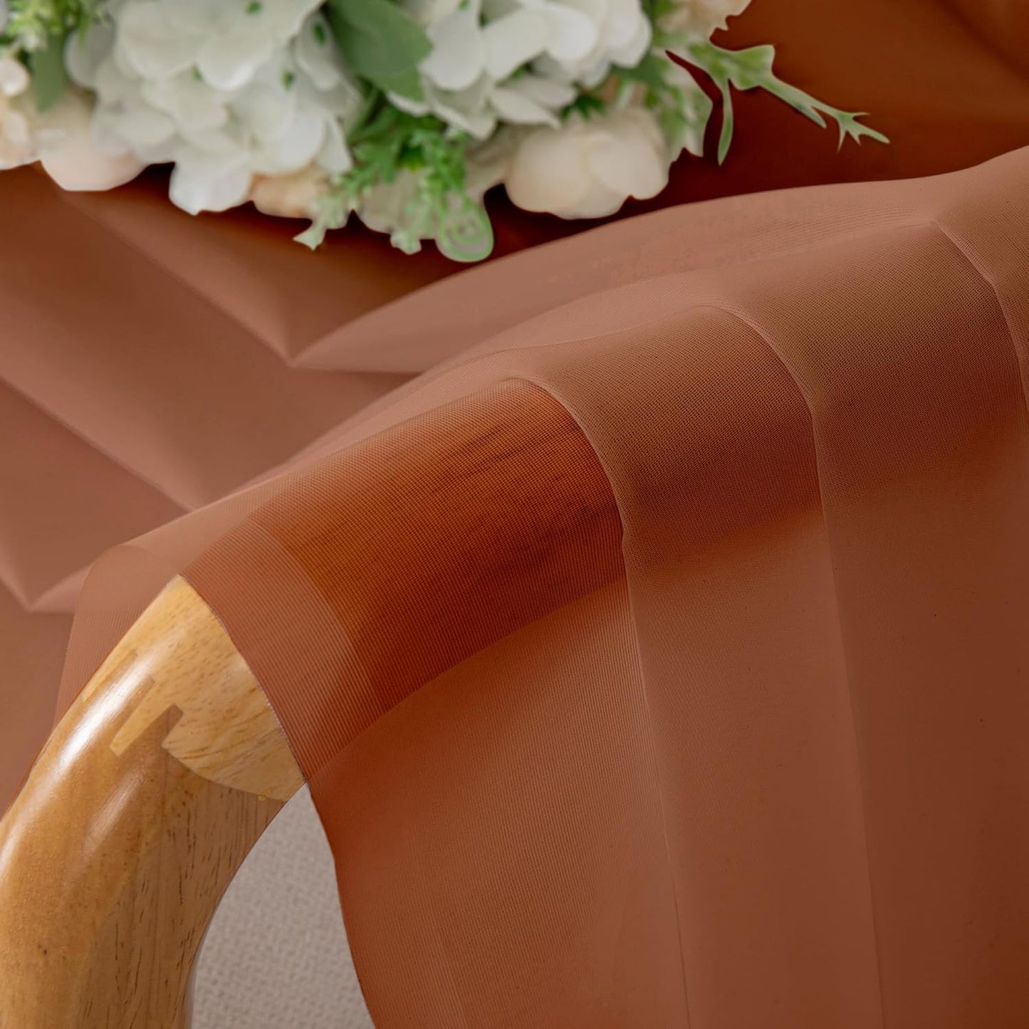 Chyhomenyc Orange Sheer Curtains 72 Inch Length 2 Panels, Light Filtering Soft Airy Rod Pocket Voile Window Curtain Drapes for French Door Bedroom Living Room, Each 42Wx72L Inches