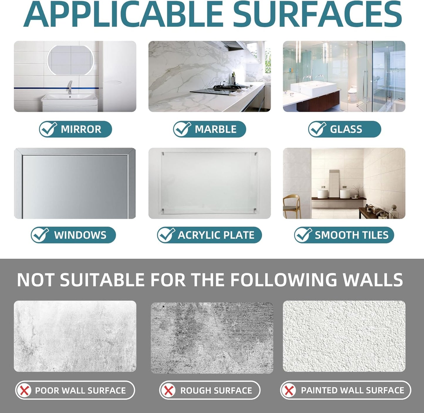 Antimbee Suction Cup Hooks, 5 Pack Shower Wall Suction Cup Hangers, Heavy Duty Vacuum Suction Cups, Reusable Bathroom Suction Hooks for Window, Tile Wall, Glass Door-2 Hooks Design(Transparent Cyan)