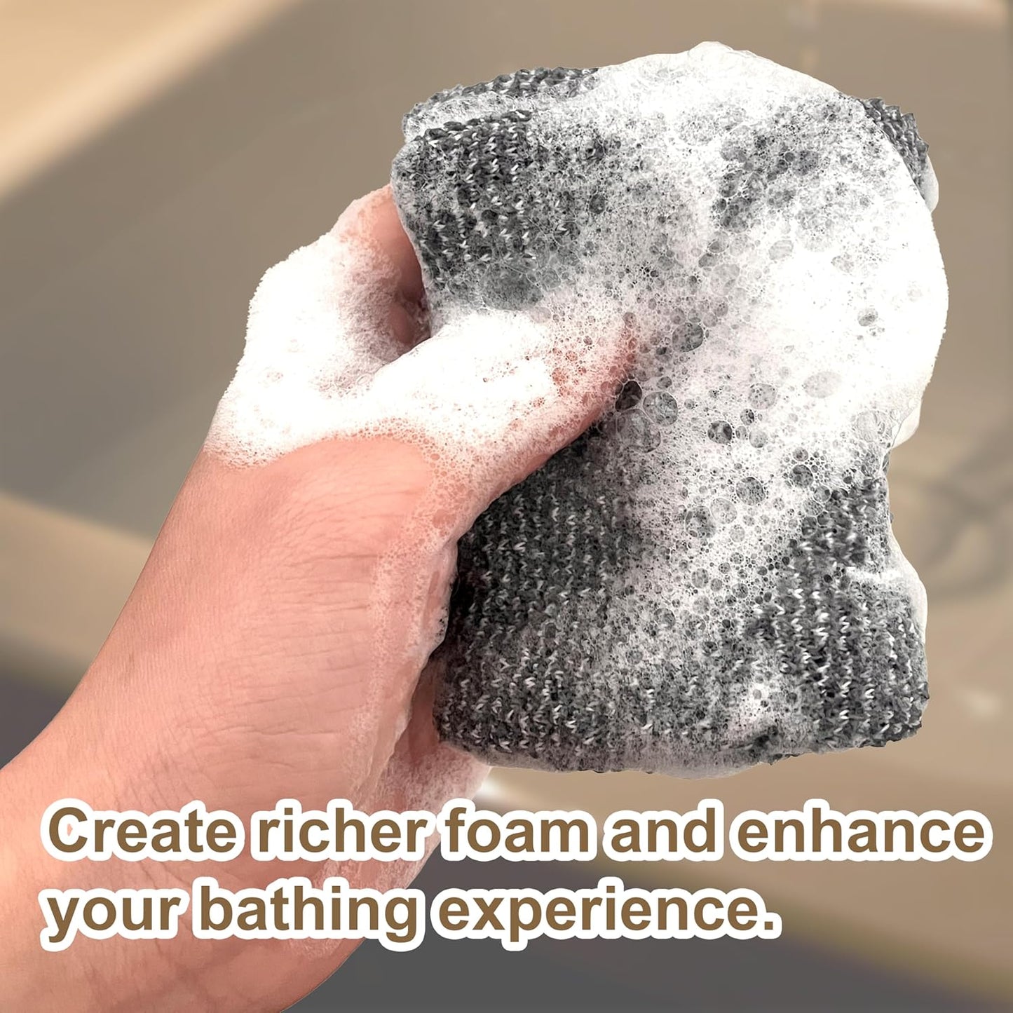 2 Pack Soap Bag Deep Roughness,Bar Soap Pouch Saver Pocket,Exfoliating Body Scrubber Shower Bath Sponge Loofah (Grey)