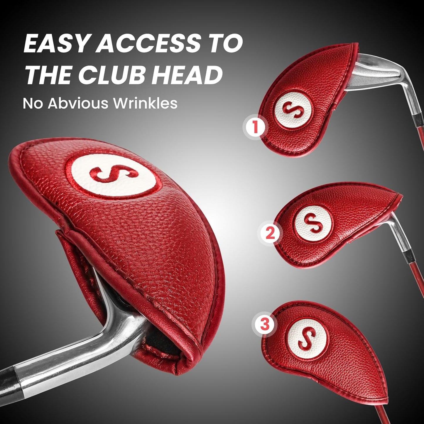 FINGER TEN Golf Club Covers for Irons Magnetic Value 11 Pack, Synthetic Leather Deluxe Head Cover Set Headcovers for Irons Fit Main Iron Clubs