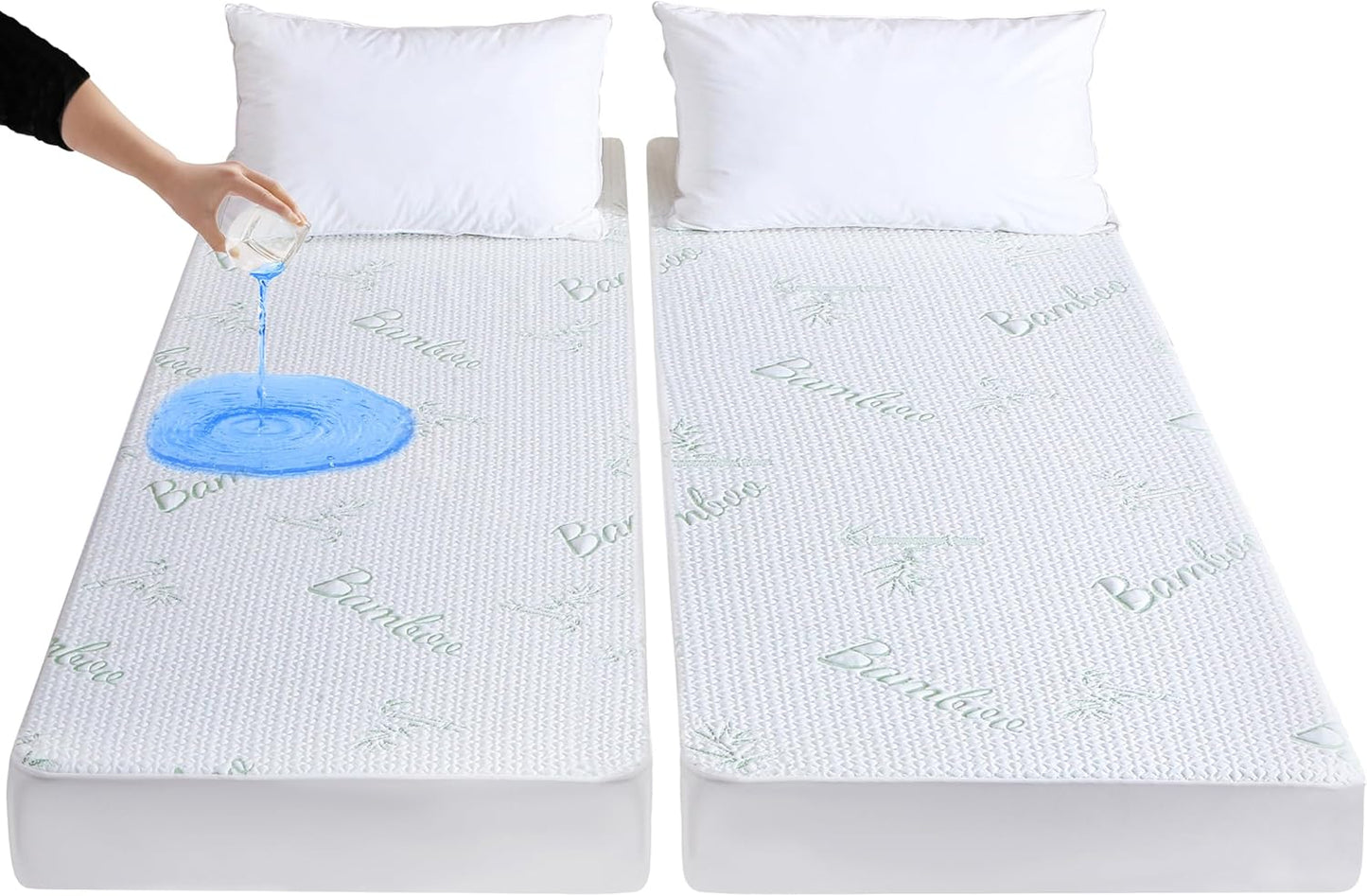 GOONIK Split King Mattress Protector for Adjustable Bed, Breathable Bamboo Viscose Waterproof Split King Mattress Pad Cover with 6-18 inches Deep Pocket