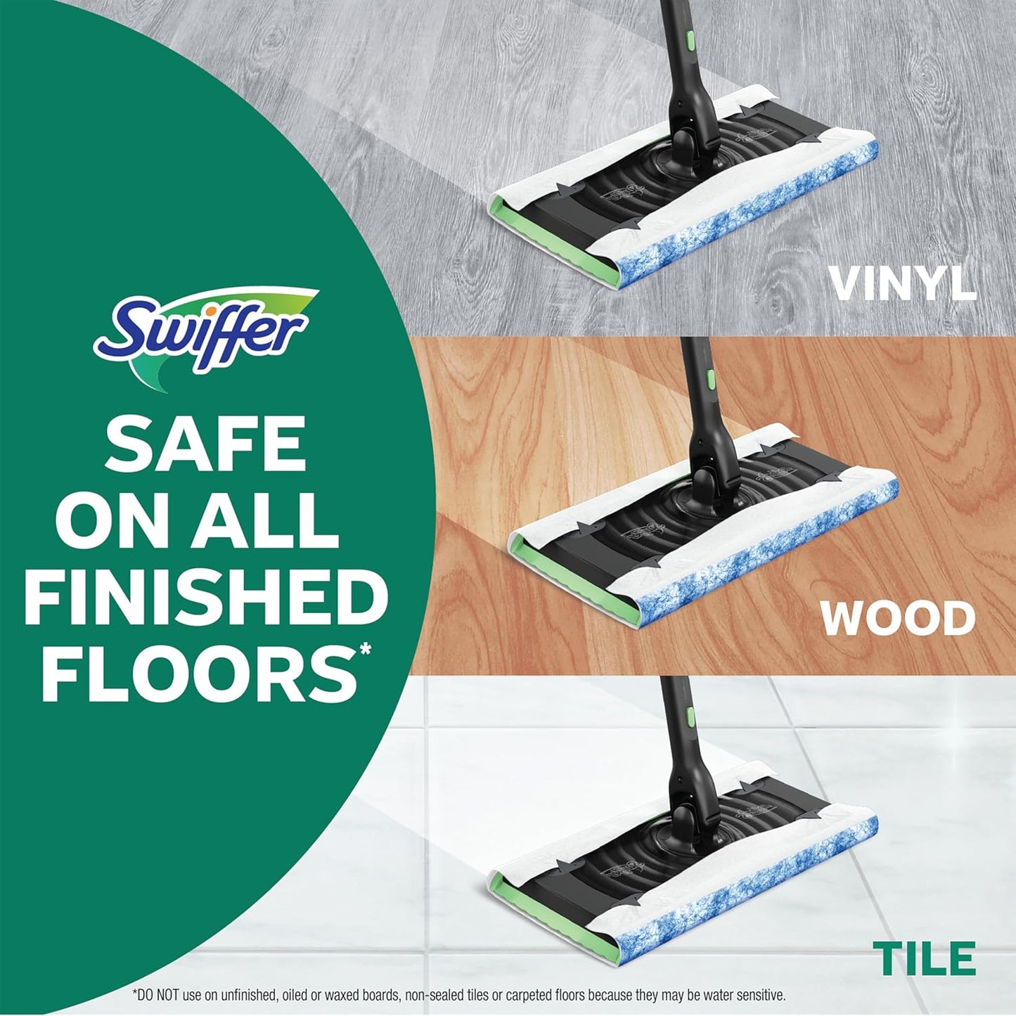 Swiffer Sweep & Mop Deluxe 2-in-1 Floor Mopping and Sweeping Kit, Multi-Surface Kit for Floor Cleaning, Includes 1 Sweeper Device, 5 Heavy Duty Dry Sweeping Cloths, 6 Heavy Duty Wet Mopping Cloths