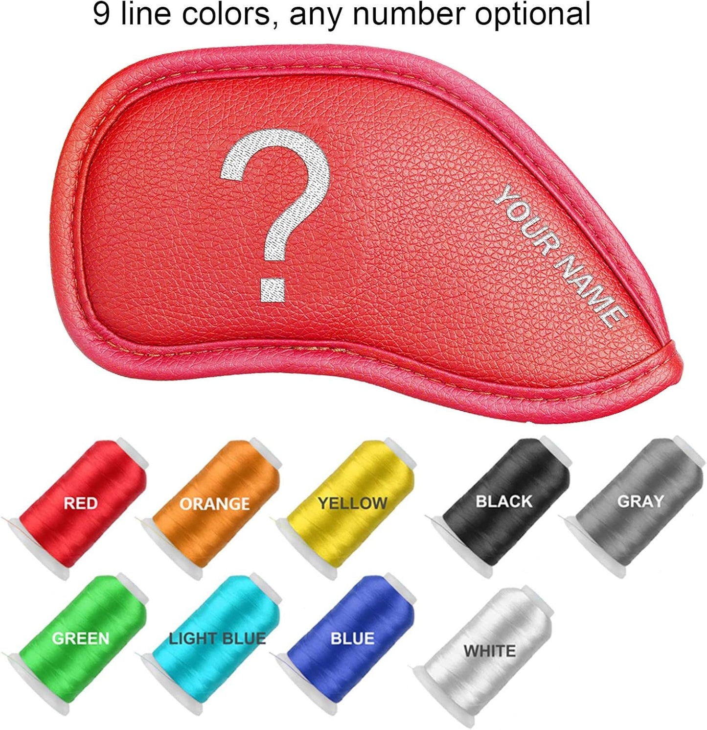 CRAFTSMAN GOLF 12pcs or 1pc Thick Synthetic Leather Golf Iron Head Covers Set Headcover Fit All Brands Callaway Ping Taylormade Cobra Etc. Also Custom Name