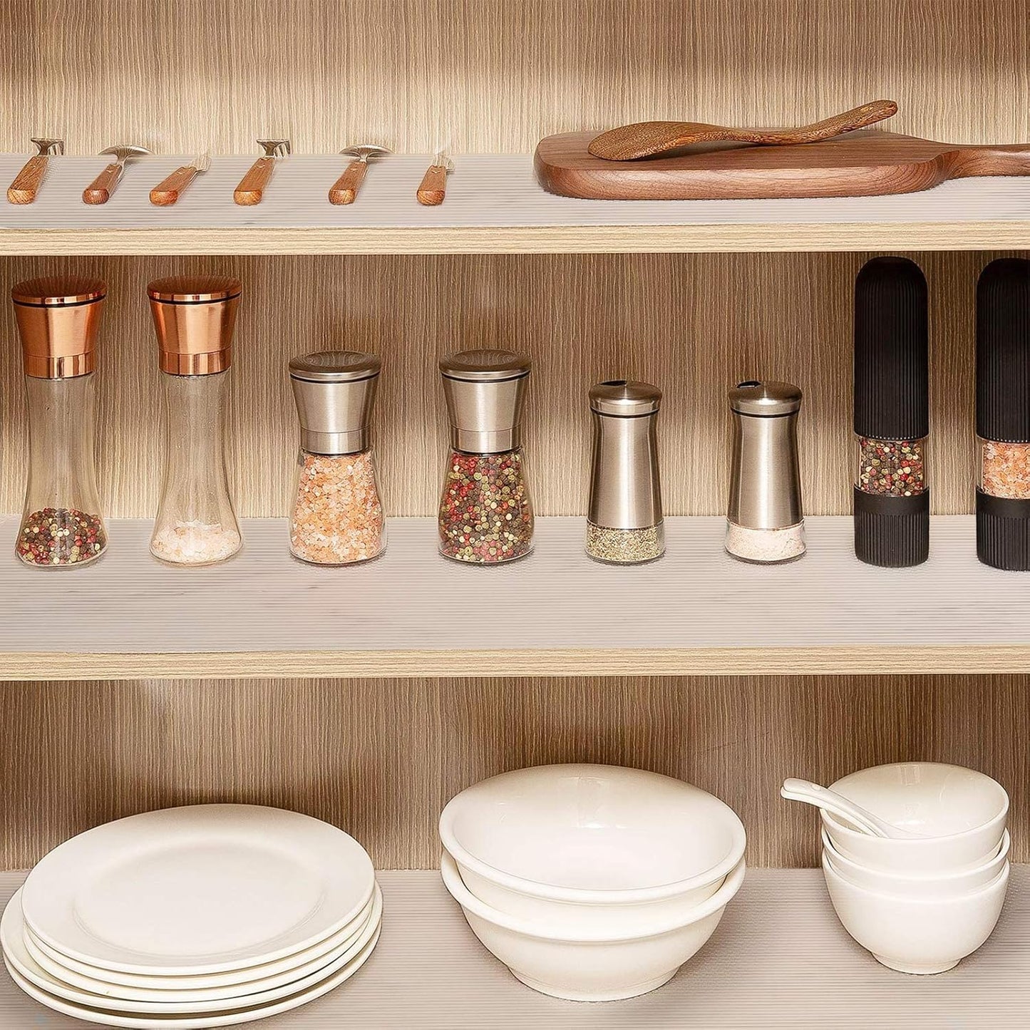 Glotoch Shelf and Drawer Liner for Kitchen Cabinet,12in x 30FT Non-Adhesive Cabinet Liners for Shelves Non Slip Waterproof Contact Paper for Cabinets Pantry Fridge EVA Wire Shelf Liner,Clear