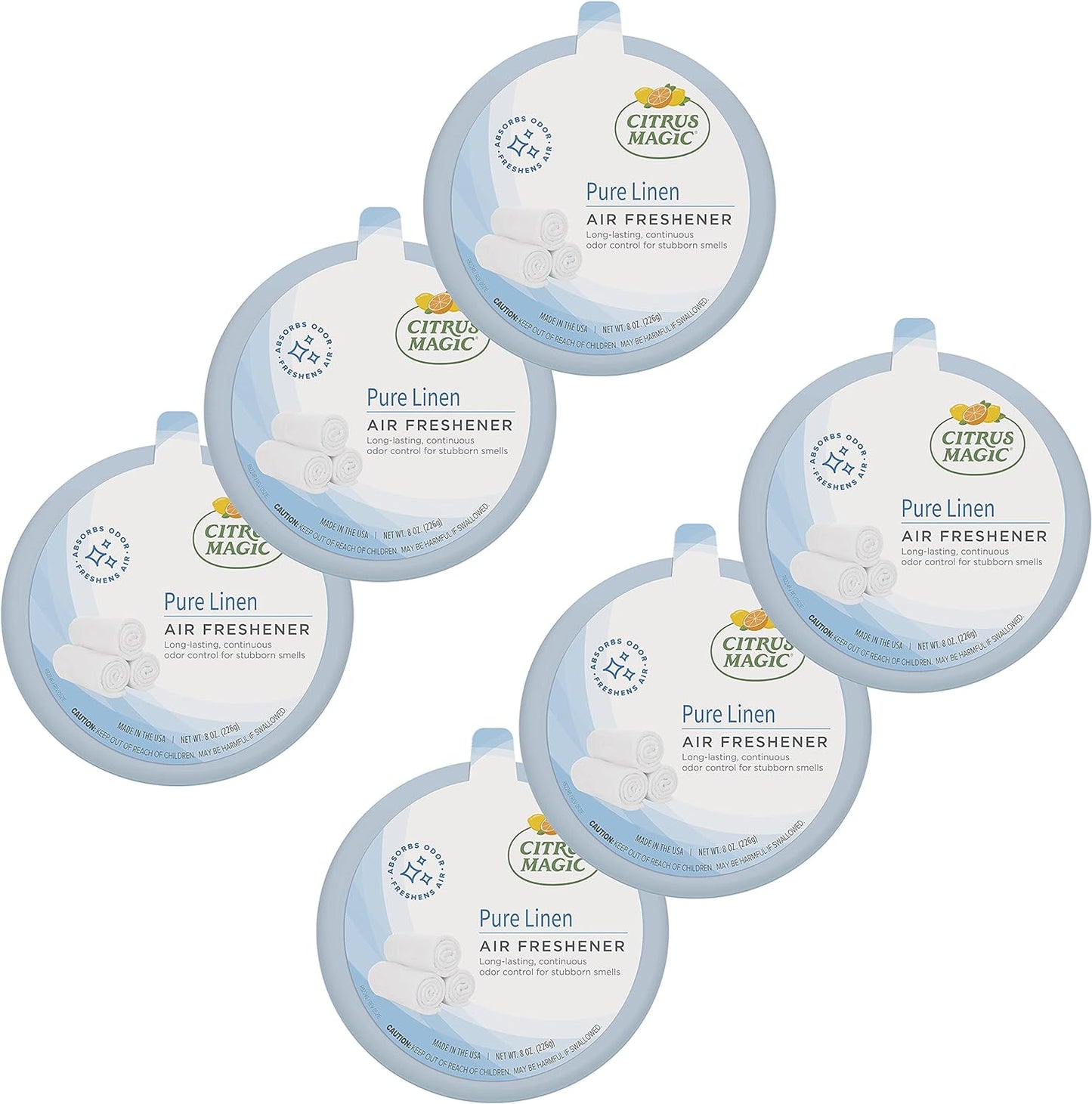 Citrus Magic Odor Absorbing Solid Air Freshener, Pure Linen, 8-Ounce, Pack of 6, 6 Count
