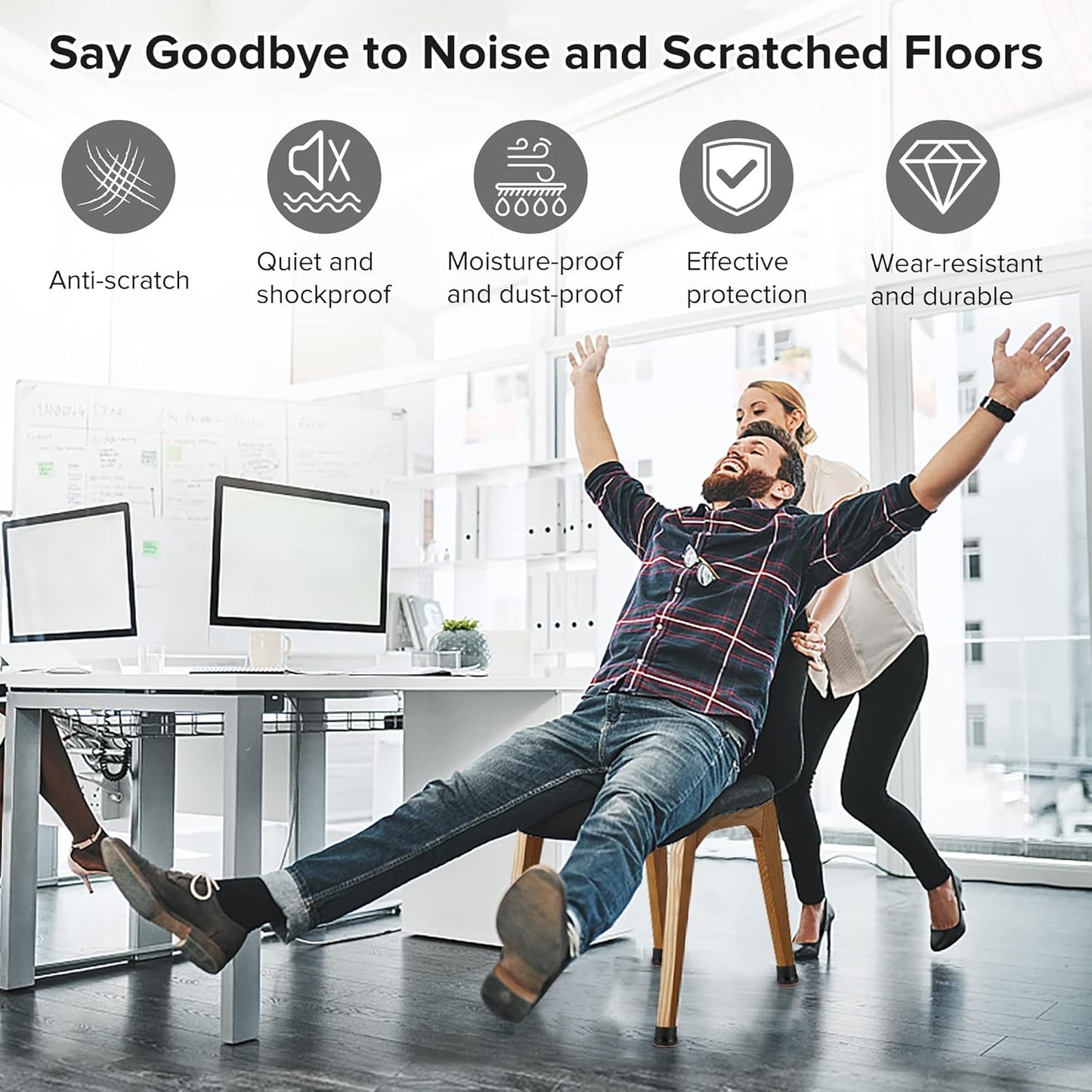 24PCS Upgraded Silicone Chair Leg Floor Protectors for Hardwood Floors, Furniture Sliders for Chair Legs, Felt Bottom Furniture Pads, Anti-Slip Round&Square Cap Covers to Scratch and Reduce Noise