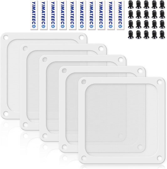 Dust Filter PC 140mm Computer Fan Filter Grills for Computer Cooler Fan/PSU/Routers 50 Mesh, Magnetic Frame PC Cooler Filter Dustproof Mesh (PVC, 140 * 140mm, 5pcs, White)