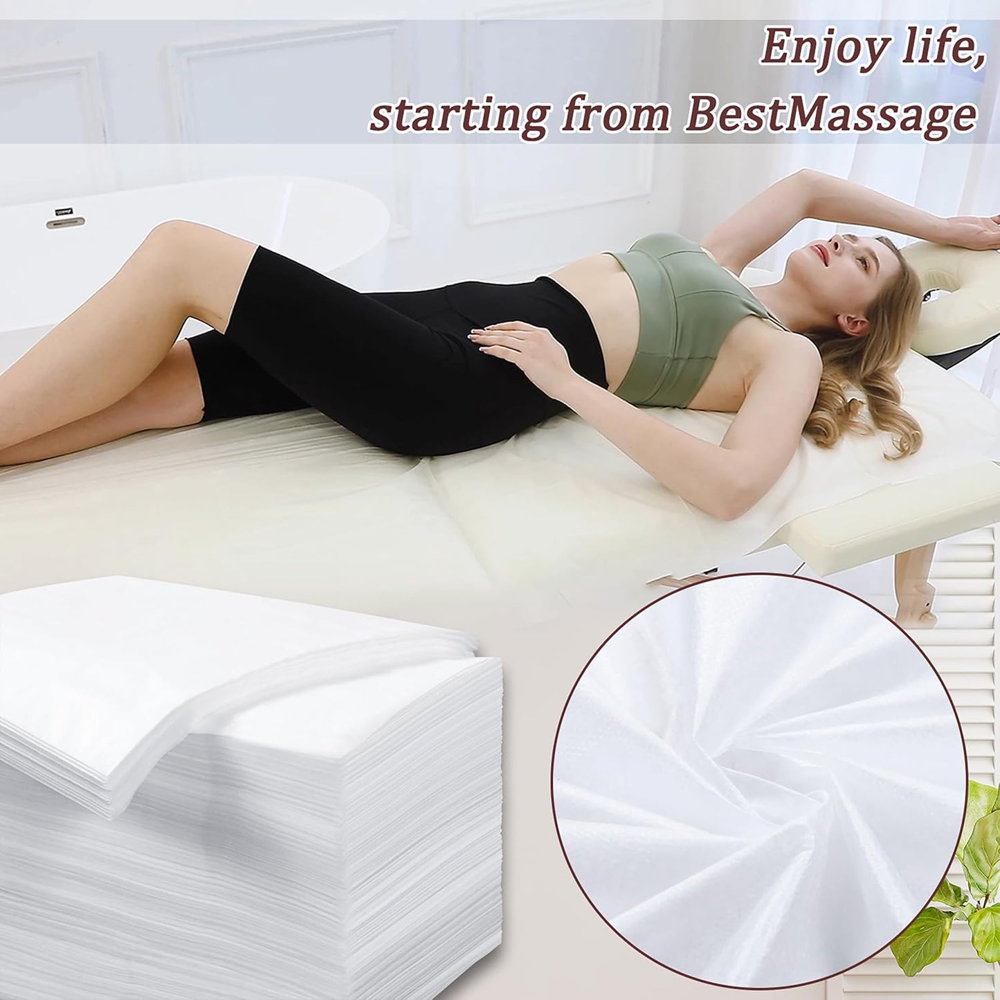 400 Pcs Disposable Bed Sheets for Massage Table 31" x 71" Massage Table Sheet Soft Non Woven Bed Cover Breathable for SPA Massage Beauty Tattoos(White)