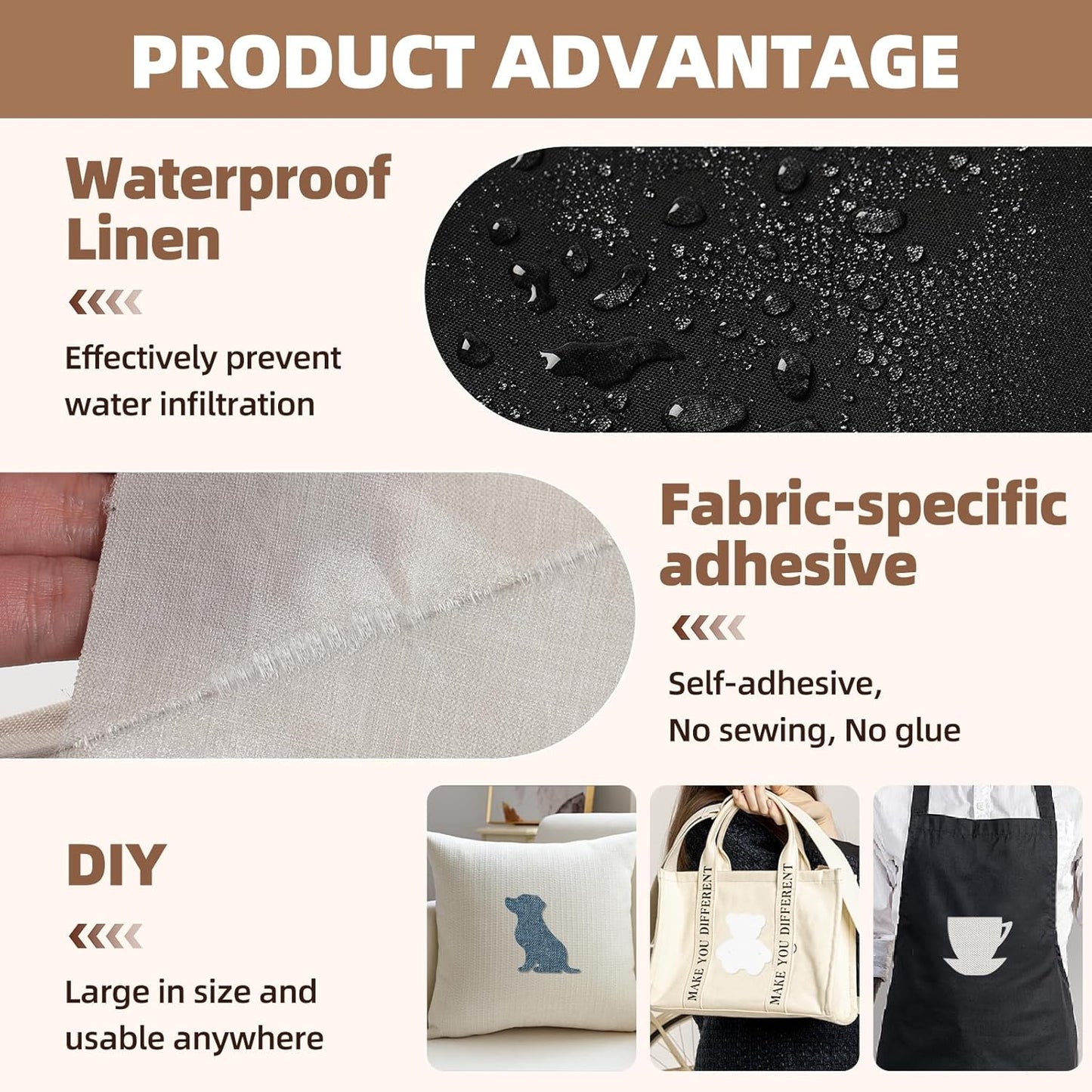 Fabric Repair Patch, Fabric Large Repair Tape, Self-Adhesive Patches for Furniture, Sofa, Car Interior, Shoes, Hand Bag, Clothing (White, 3.5X79 Inch)