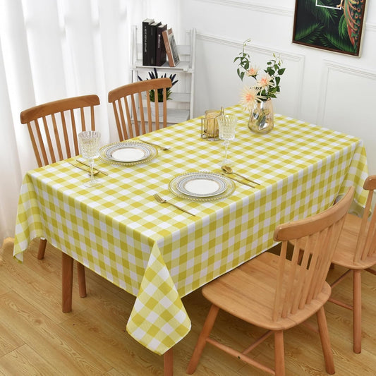 Waterproof Plaid Tablecloth Fabric - Square 58x58 Inch Classic Gingham Checker Table Cloth for Indoor/Outdoor Use - Buffalo Table Cover for Picnics, BBQs, and Parties