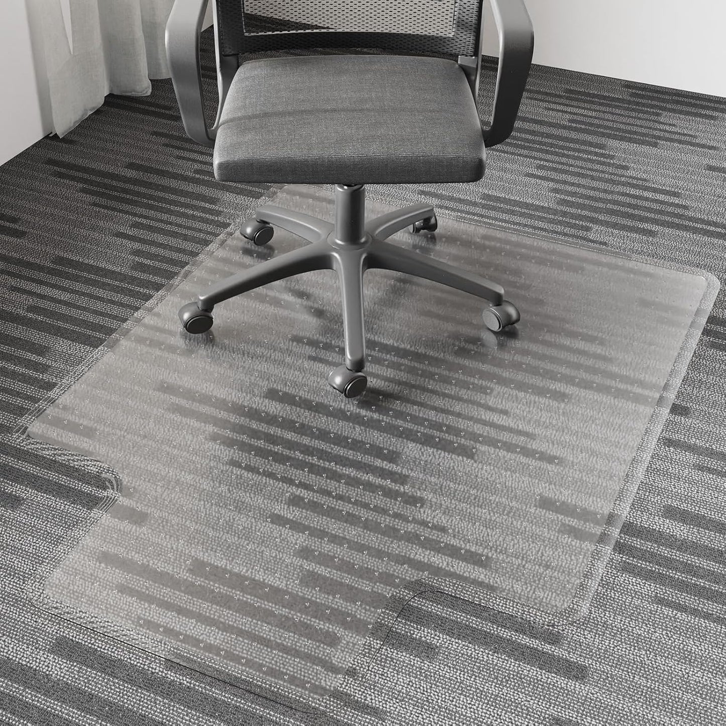 Chair Mat for Carpet, 36" x 48" Easy Glide Desk Chair Mat for Carpeted Floors, Beveled Edge Vinyl Mat with Grips, Heavy Duty Carpet Protector for Home Office, Clear(with Lip)