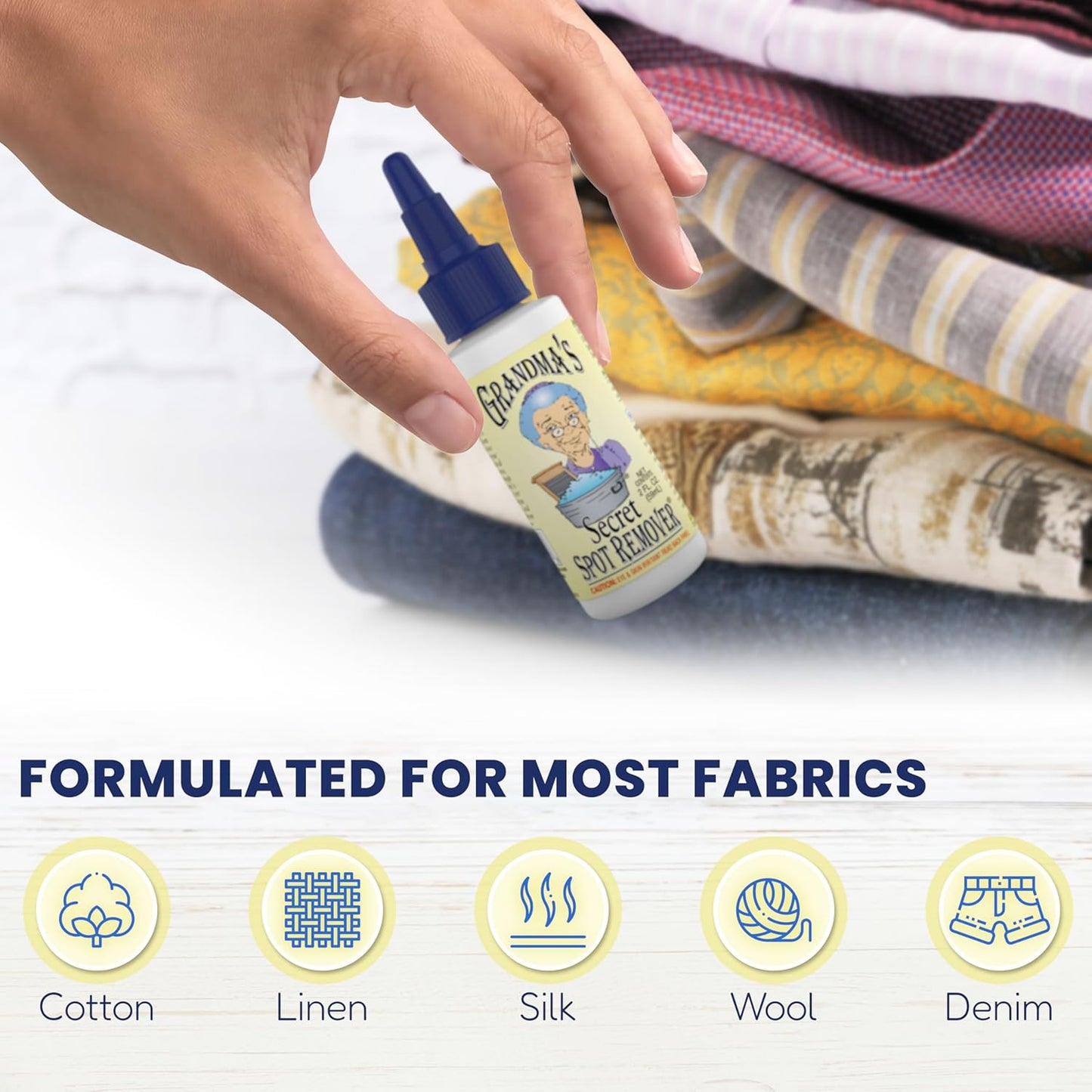 Grandma's Secret Spot Remover for Clothes - Chlorine, Bleach and Toxin-Free - Fabric Stain Remover Removes Oil, Paint, Blood and Pet Stains – 2 Ounce, Pack of 2