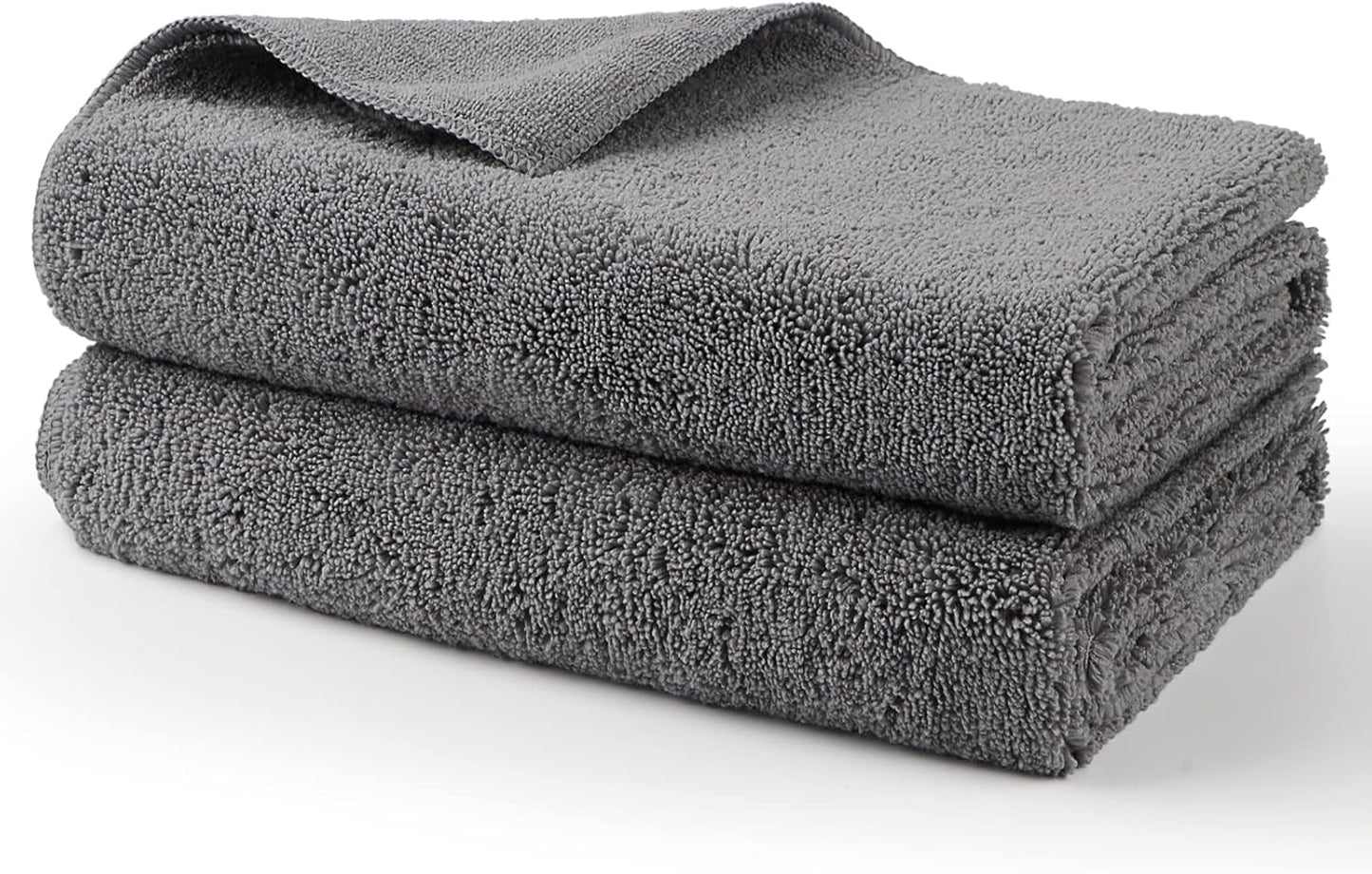 HOMEXCEL Professional Large Microfiber Car Drying Towels 2 Pack, Lint Free, Scratch Free, Highly Absorbent Drying Towel for Cars, SUVs, RVs, Trucks, and Boats,31" x 24",Grey