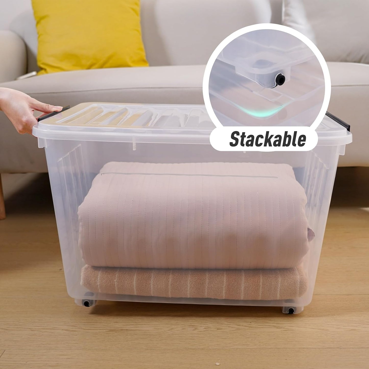 Citylife 82 QT Clear Plastic Storage Bins with Lids Stackable and Nestable Storage Boxes with Lids Large Plastic Storage Containers for Garage, Closet, Kitchen, 4 Packs