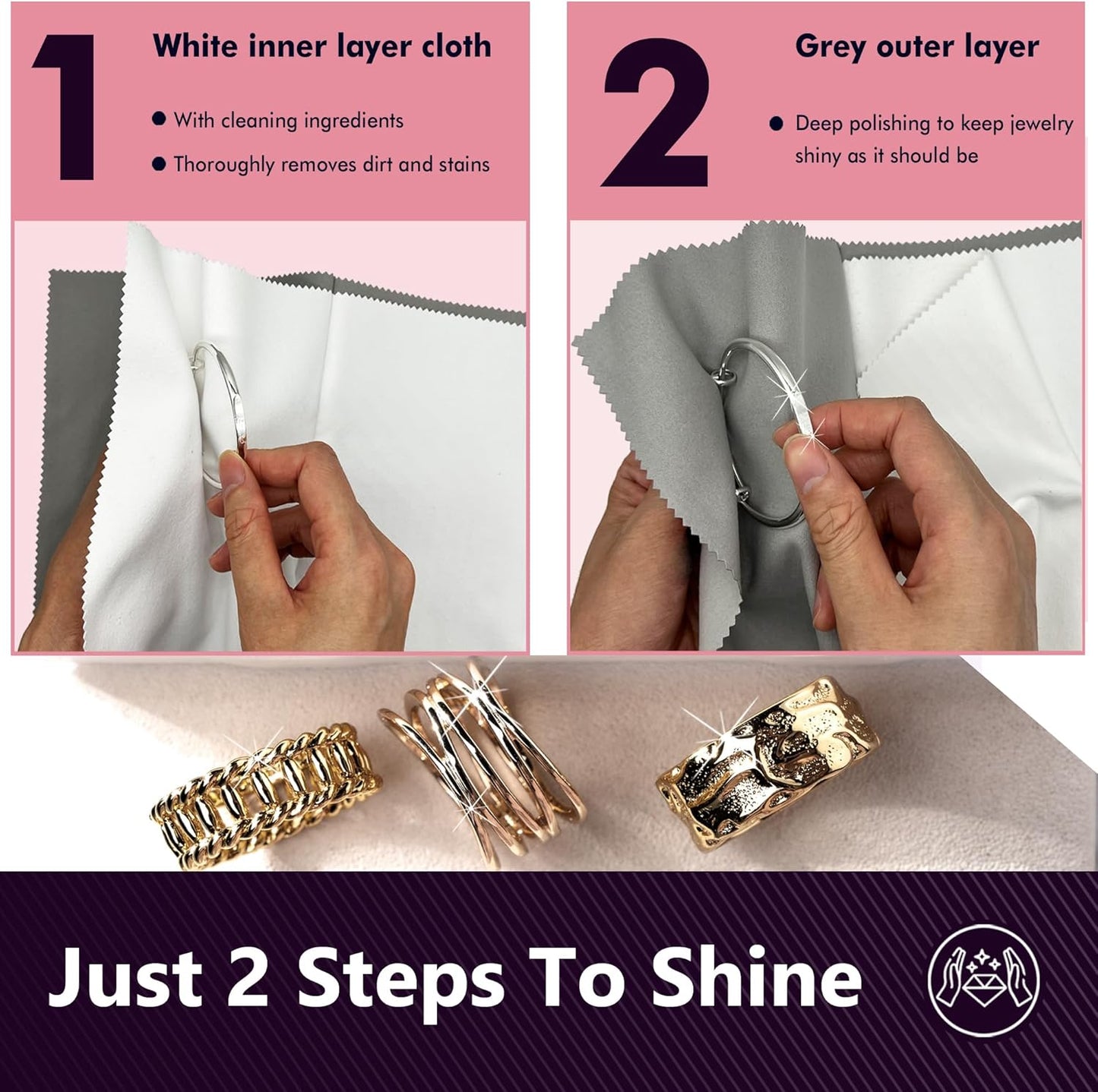 4 PCS Silver polishing Cloth,Jewelry Cleaning Cloth for Sterling Silver, Multi-Layer Silver Jewelry Cleaner Cloth Keep Jewelry Cleaning and Shiny (11'' x 14''*1Pcs, 6'' x 8''*3Pcs) (4PCS)