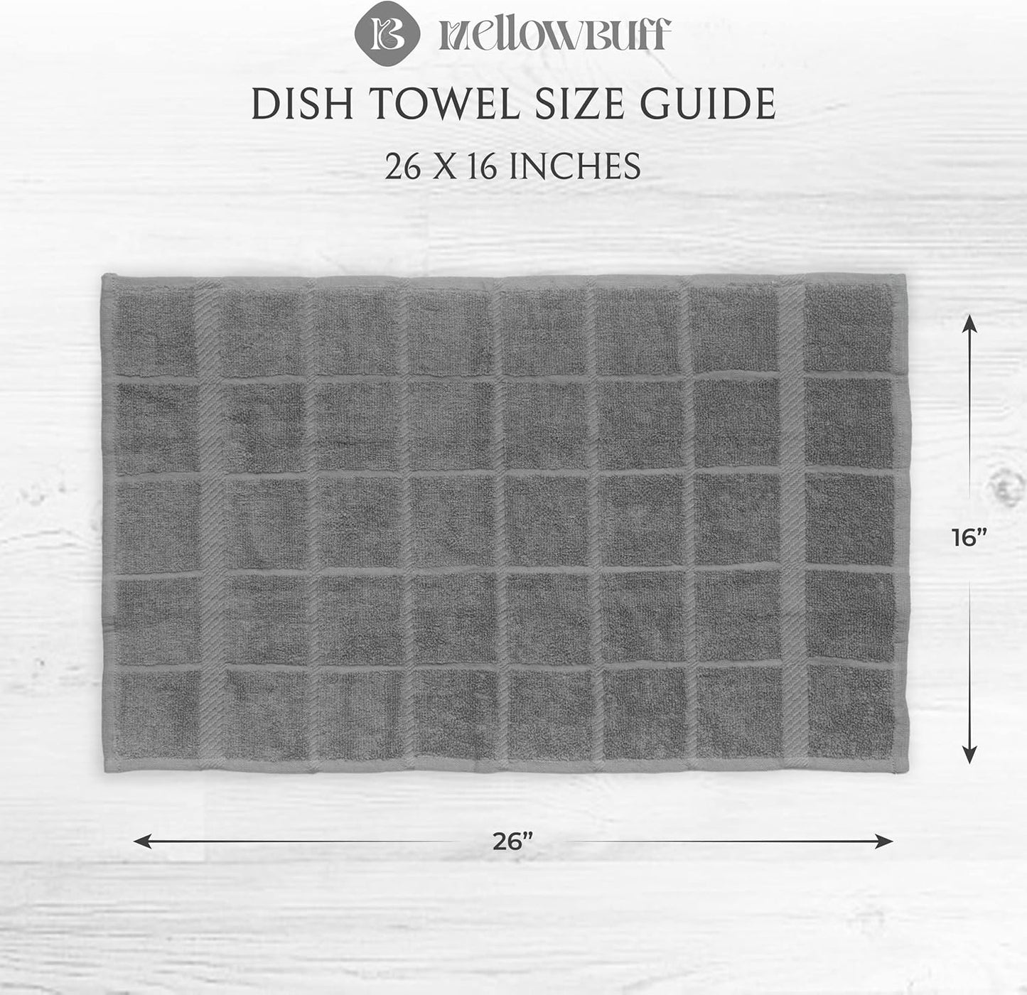 100% Cotton Terry Dish Cloth & Dish Towel, 6 Pack, Super Soft and Absorbent Kitchen Towels, Perfect for Kitchen Cleaning and Dish Washing (Grey (DT and DC Combo))