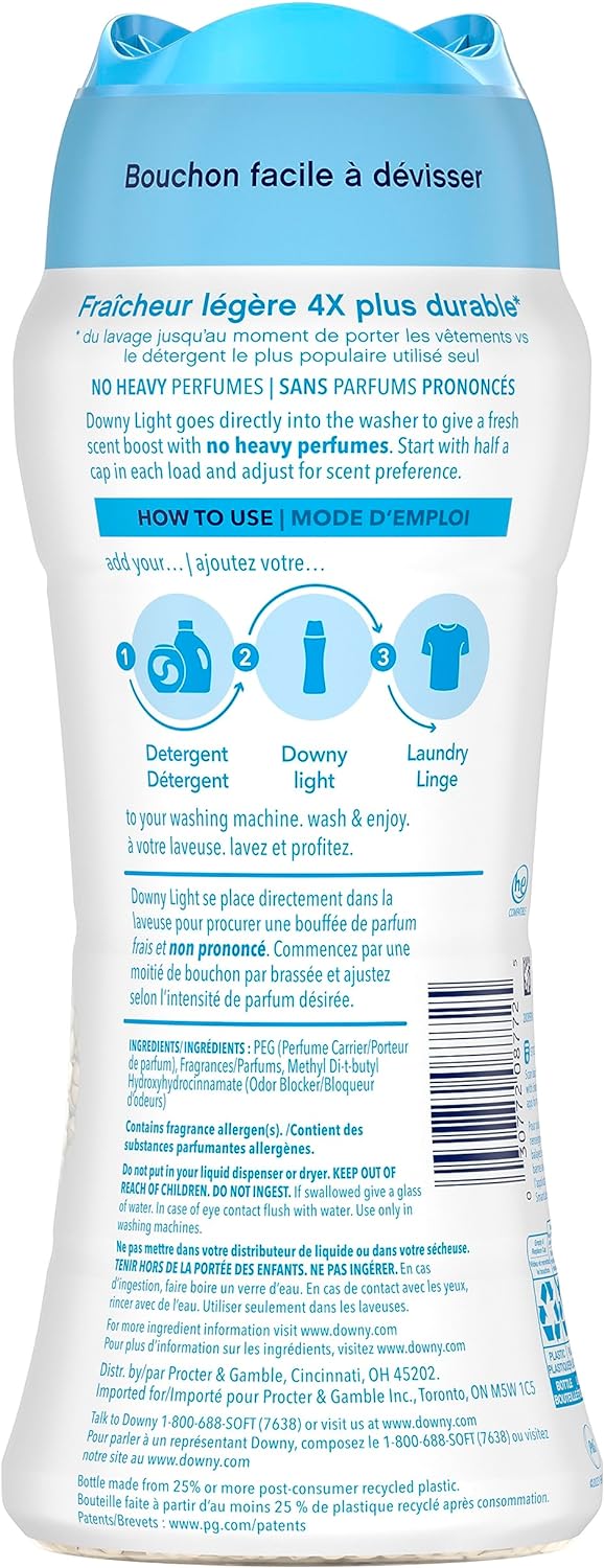Downy Light Laundry Scent Booster Beads for Washer, Ocean Mist, 13.4 oz, with No Heavy Perfumes