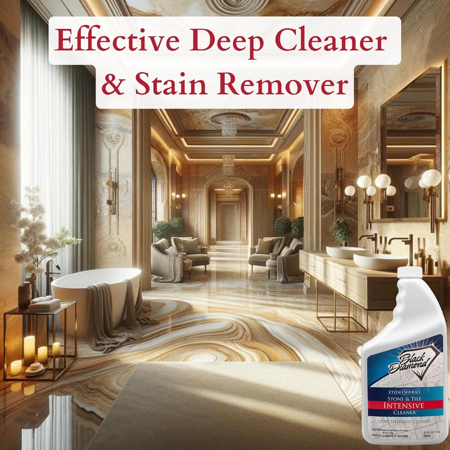 Black Diamond Stoneworks Stone & Tile Intensive Cleaner: Concentrated Deep Cleaner, Marble, Limestone, Travertine, Granite, Slate, Ceramic & Porcelain Tile.