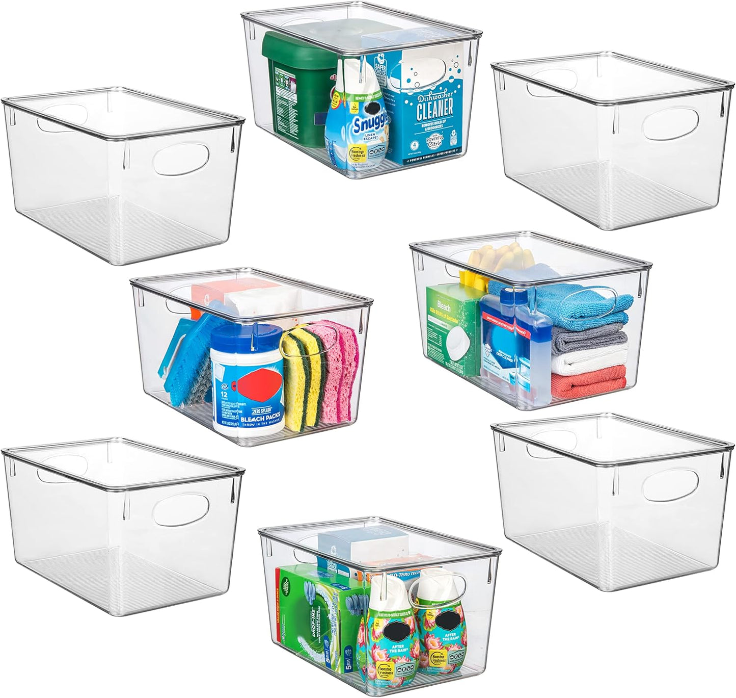 ClearSpace Plastic Storage Bins With lids, 8 Pack – Perfect Pantry Organization and Storage – Fridge Organizer, Pantry Storage Containers and Storage Bins, Cabinet Organizers