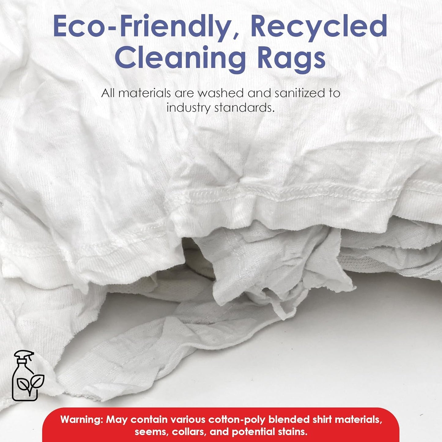 Huck & Terry White T-Shirt Bag of Rags (1 LB Bag), 100% Recycled Material, Cotton Blend Bar Mop, Reclaimed, Eco-Friendly Cloth, Cleaning & Painting Rags, Lint Free, Highly Absorbent