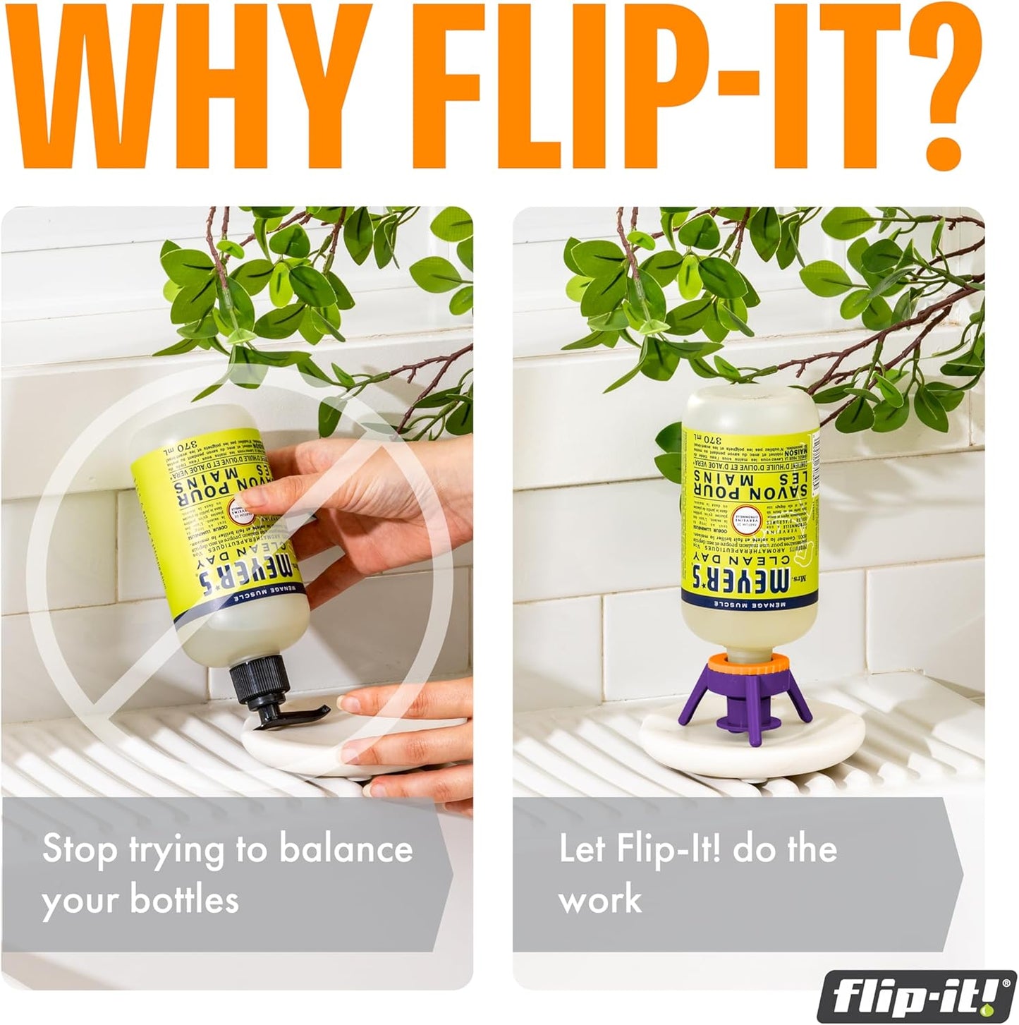 Flip-It! Bottle Emptying Kit – 6 Bottle Pack - No more wasted product - Fits most plastic bottles – 6 Base Caps, 6 Adapters – Bright Color Edition