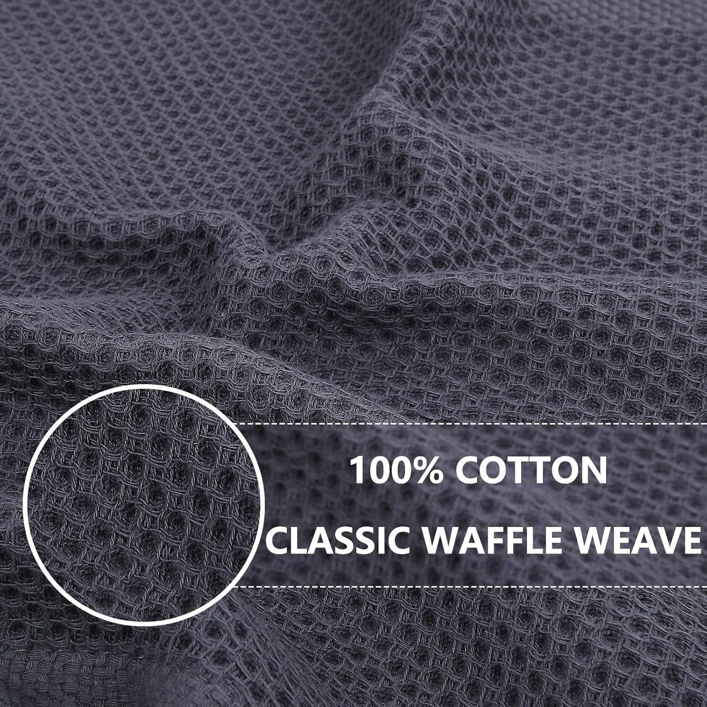 Homaxy 100% Cotton Oversized Waffle Weave Kitchen Dish Towels, Ultra Soft Absorbent Quick Drying Cleaning Towel, 20 x 28 Inches, 4-Pack, Dark Grey