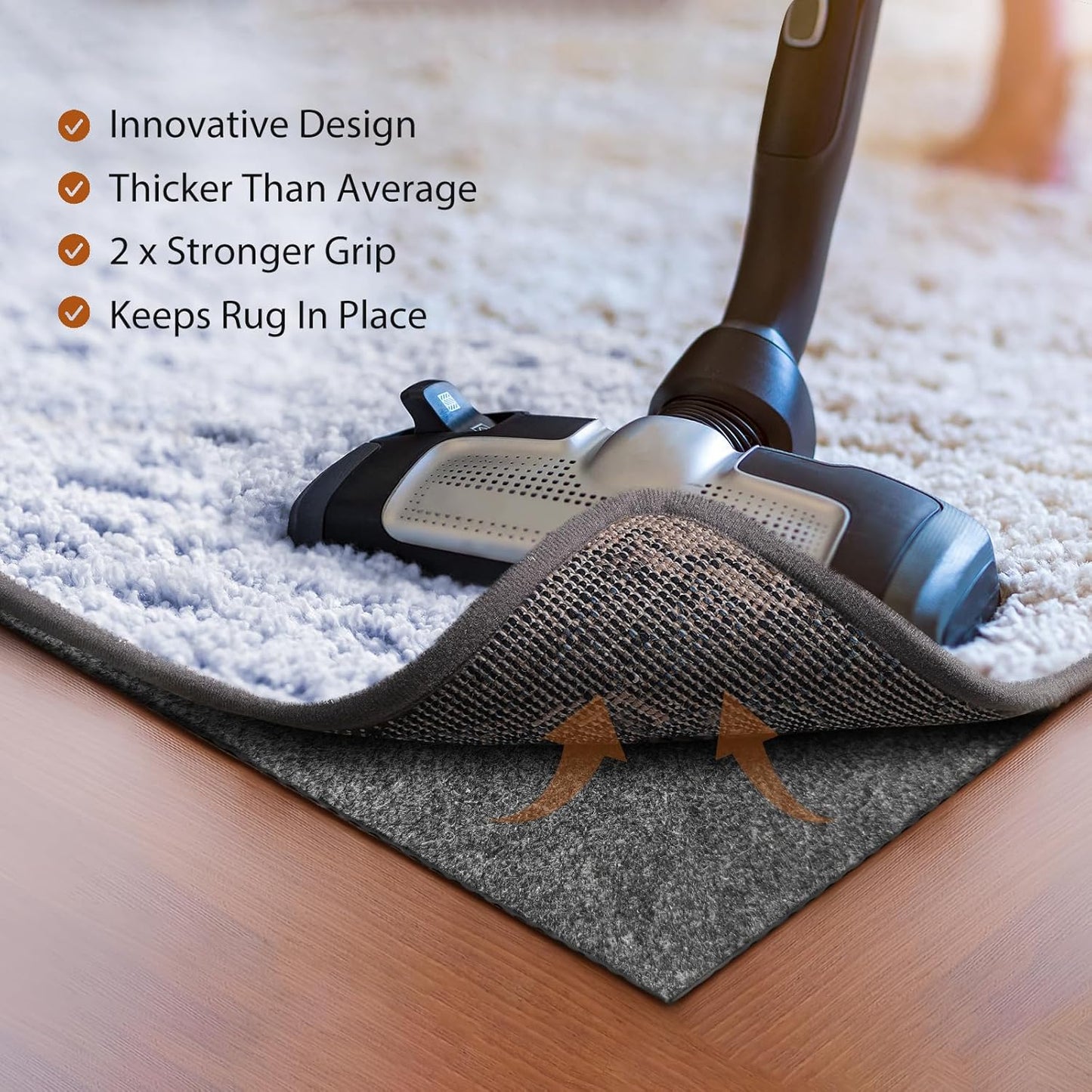 Felt Rug Pad, 5 x 8 Ft Rubber Non-Slip Rug Pad Gripper, Keep Rugs Secure and in Place, Extra Strong Under Carpet Mat Cushion - for All Floors