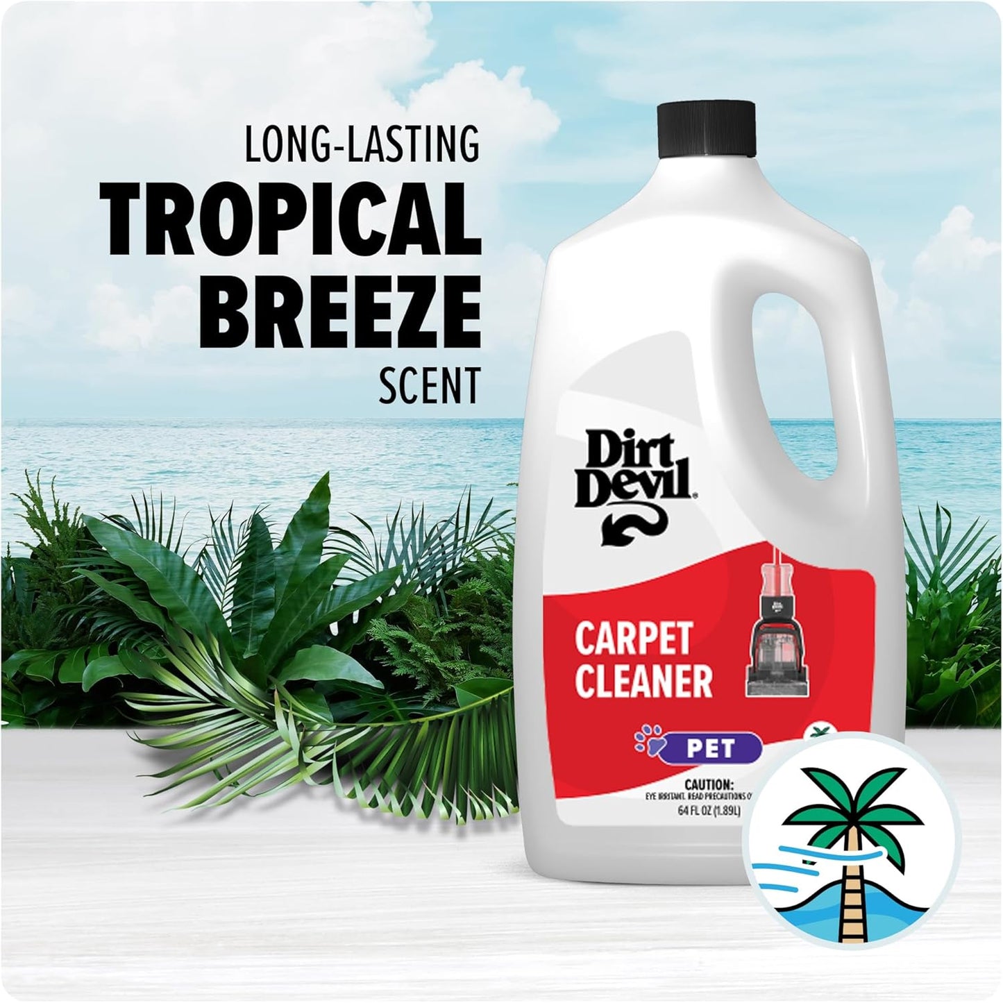 Dirt Devil Pet Carpet Cleaner Solution, 64 oz., Tropical Breeze Scent, Carpet Shampoo Solution, Eliminates Pet Stains and Odors, Pair with Dirt Devil Full Size Carpet Cleaner Machines