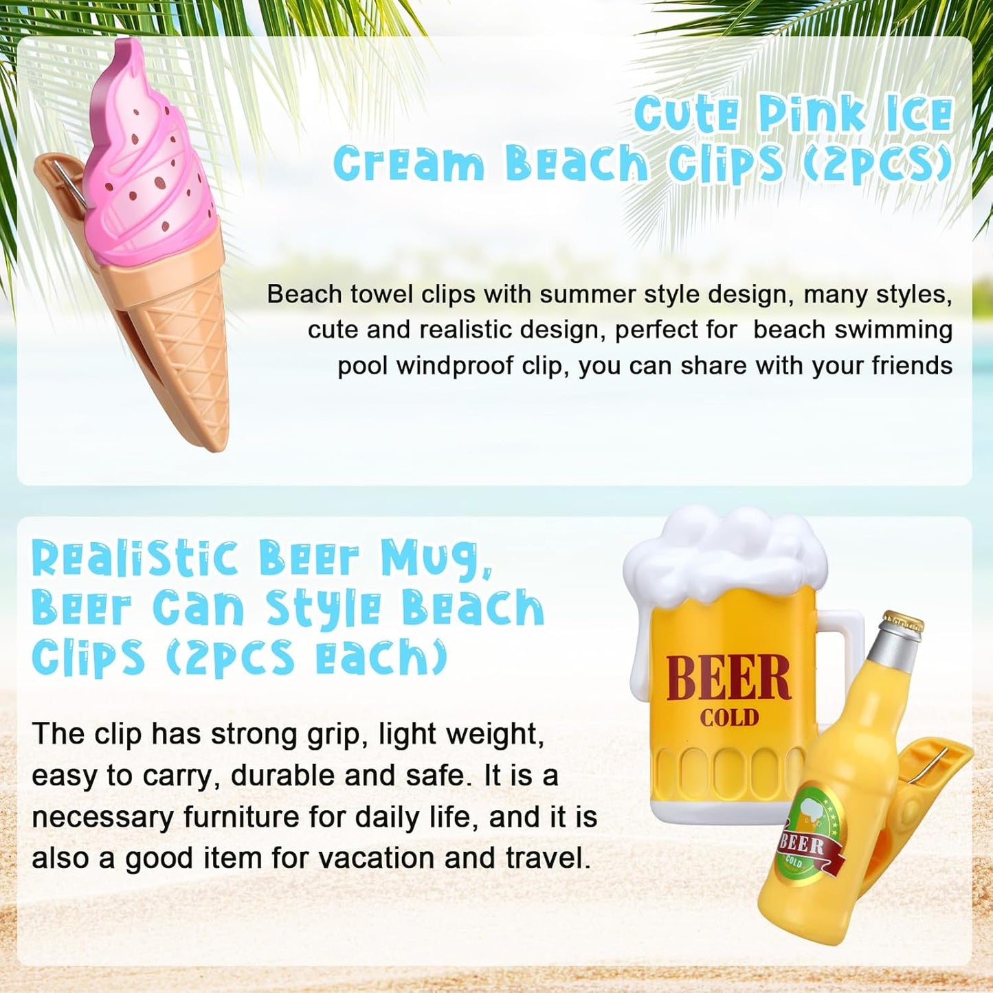 Honoson 12 Pcs Beach Towel Clips Beach Chairs Clips Plastic Swimming Pool Towel Holders Jumbo Size Funny Clothespins for Patio Holiday Pool Blanket Decoration (Vibrant)