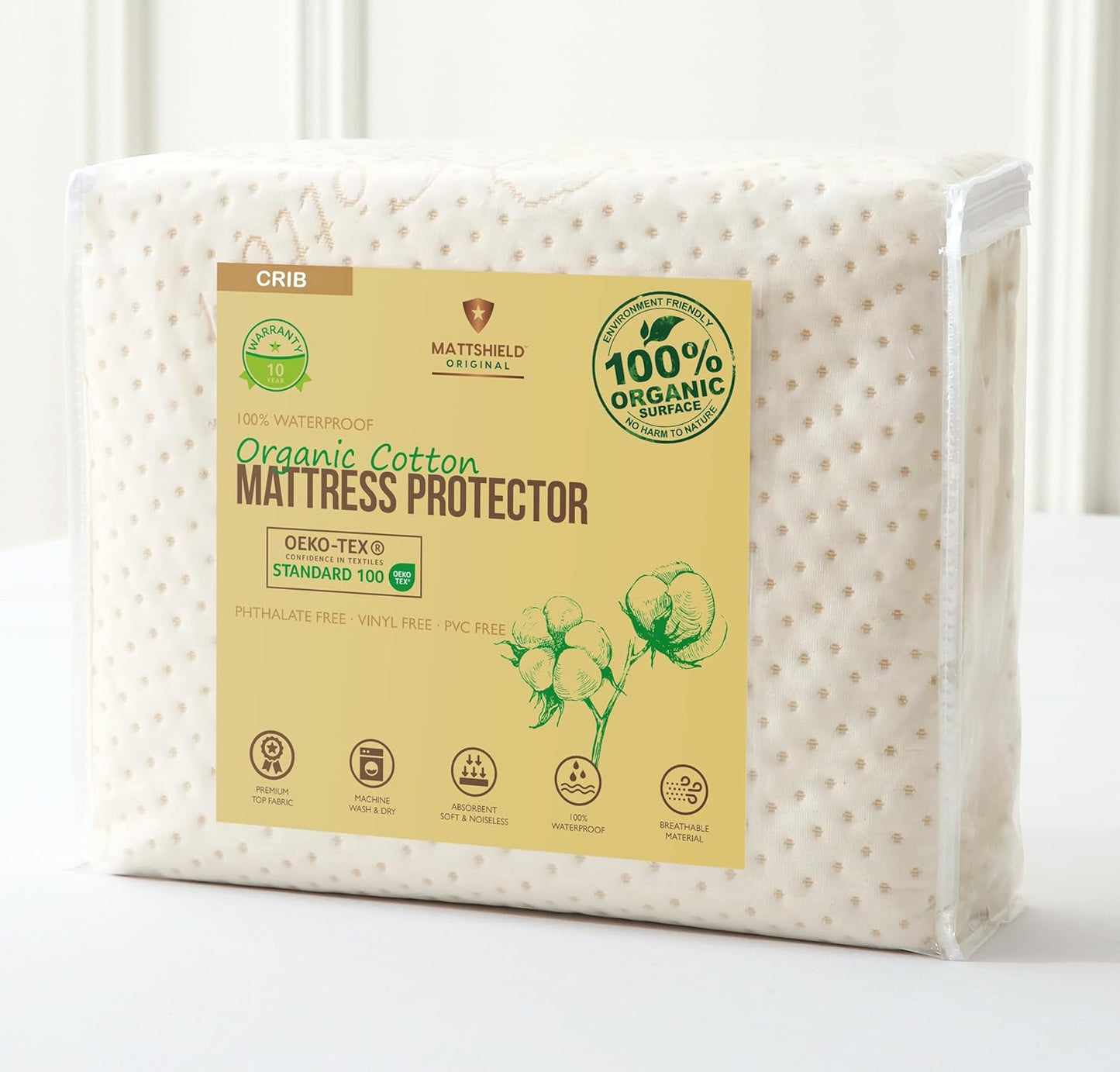 Crib Luxury Organic Cotton Mattress Protector - Skin Friendly, Waterproof, Breathable & Absorbent Crib Mattress Pad - Premium Protector for Baby and Toddler Beds - Fitted for Standard Baby Crib Size