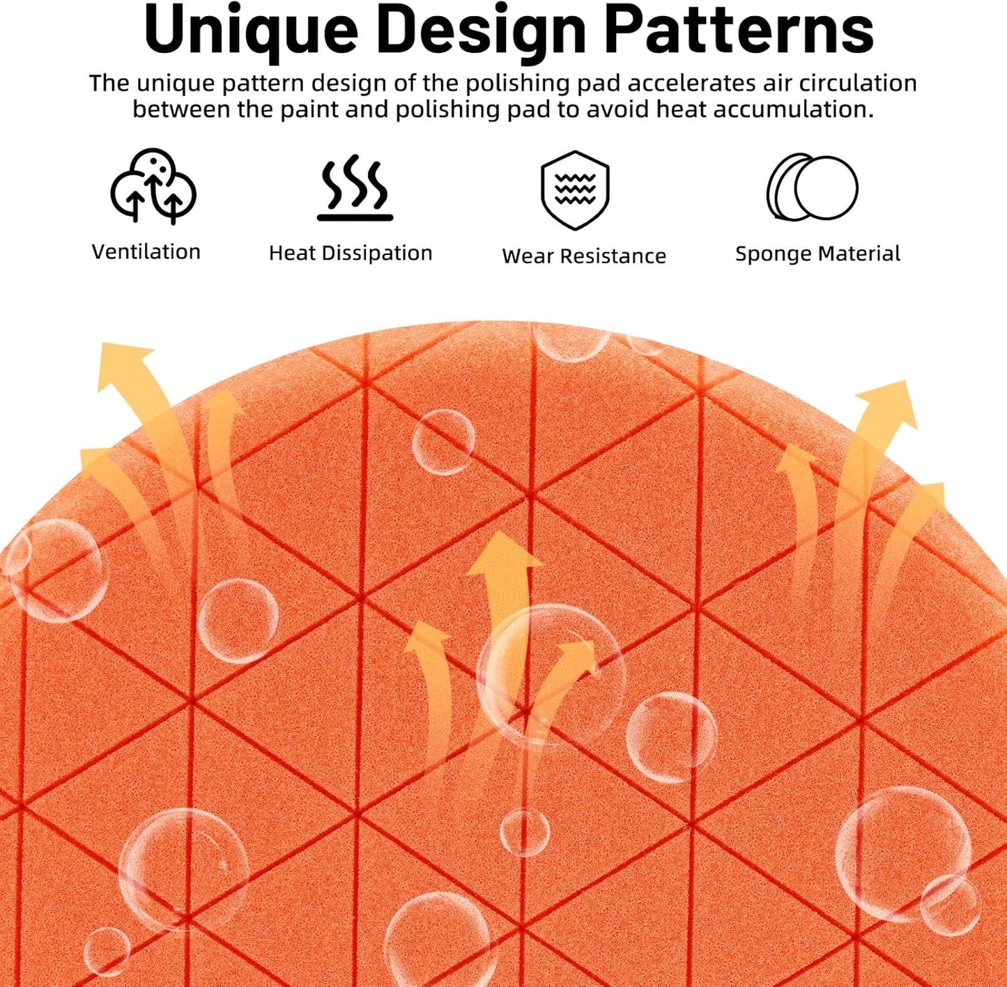 Buffing Polishing Pads, 7Pcs 6.5 Inch 165mm Face for 6Inch 150mm Backing Plate, Car Compound Buffing Sponge Pads and Woolen Pads Cutting Polishing Pad Kit for Car Polishing and Waxing