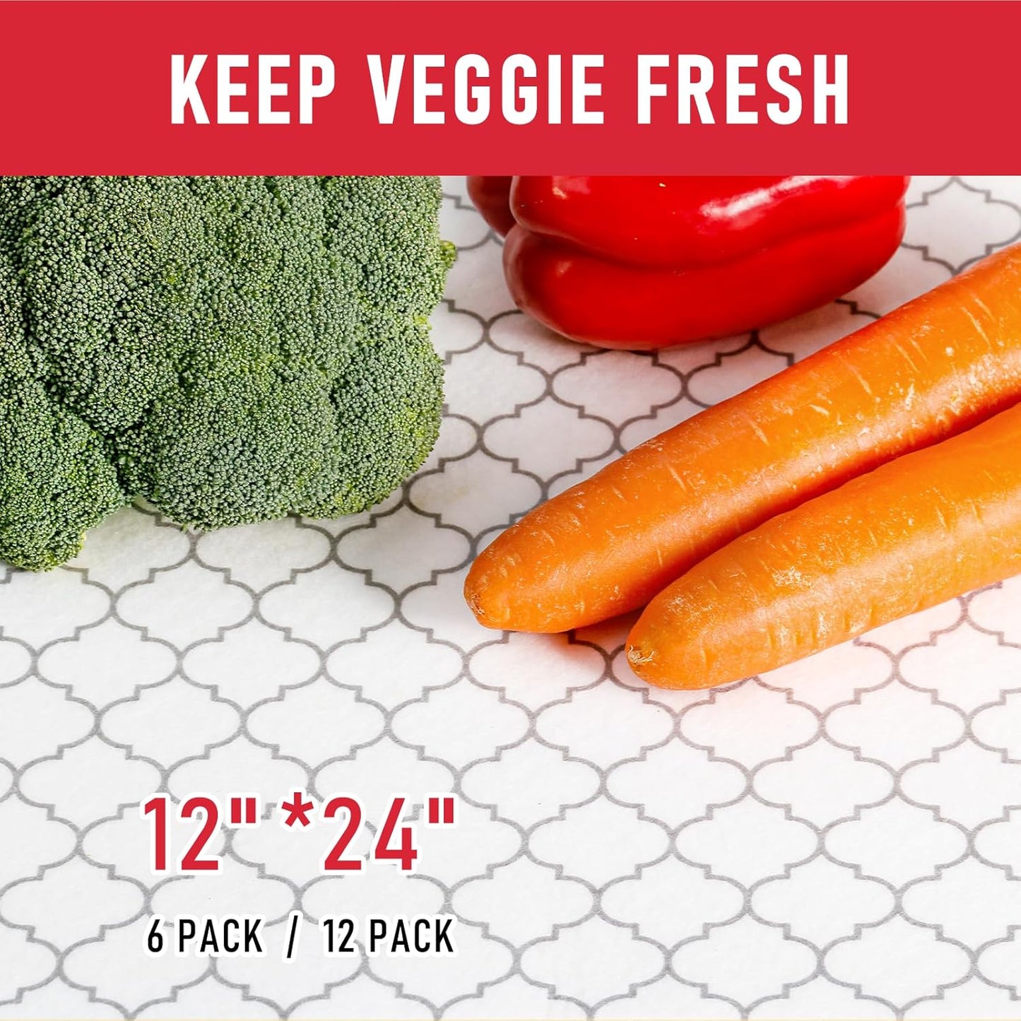 Cooyes 12 Pack Refrigerator Liners, Non Slip Fridge Mats Washable, Refrigerator Shelf Liner for Glass Shelves and Drawers, Keep Produce Fresh Longer, 12" × 24"