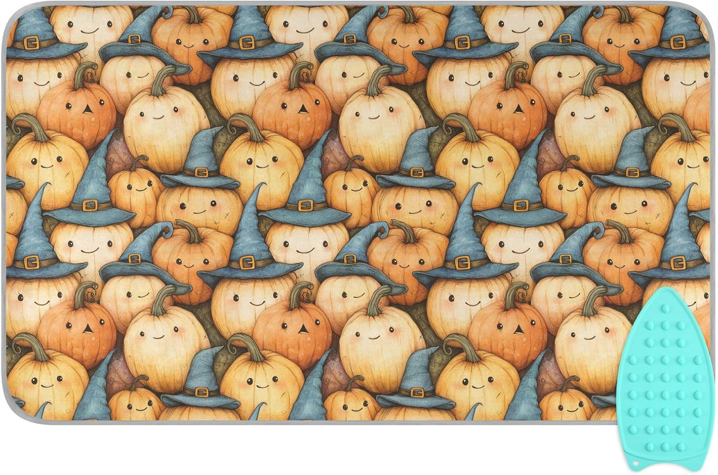 Cute Pumpkin Halloween Ironing Mat for Table top Portable Ironing Pad Blanket for Washer Dryer Countertop Travel