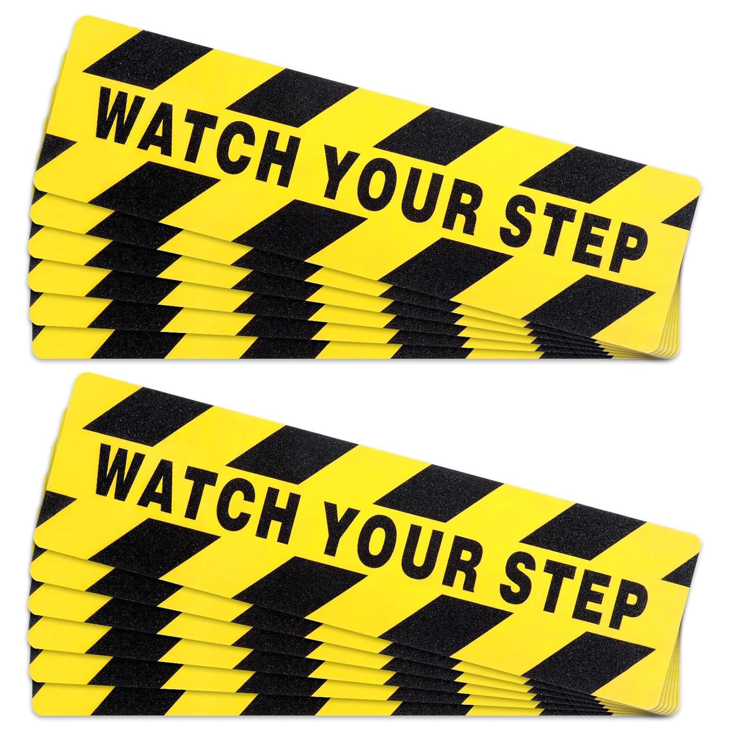 Boao 12 Pieces Watch Your Step Stickers Sign 6 x 24 Inch Caution Watch Your Step Floor Decals Warning Sticker Adhesive Tape Anti Slip Abrasive Tape for Workplace Safety Wet Floor Caution