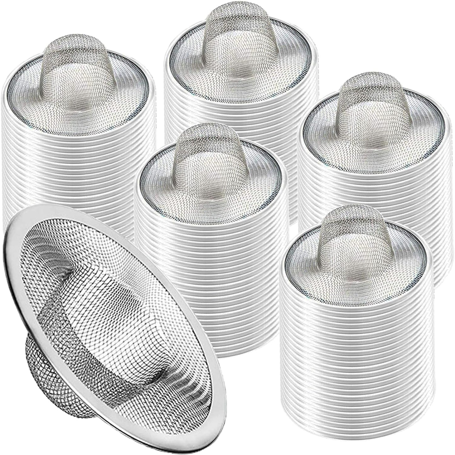 Heavy Duty Stainless Steel Slop Basket Filter Trap Mesh Metal Sink Strainer Perfect for Kitchen Sink/Bathroom Bathtub Wash Basin Floor Drain Balcony Drain Hole Utility (2.75" 100pcs)