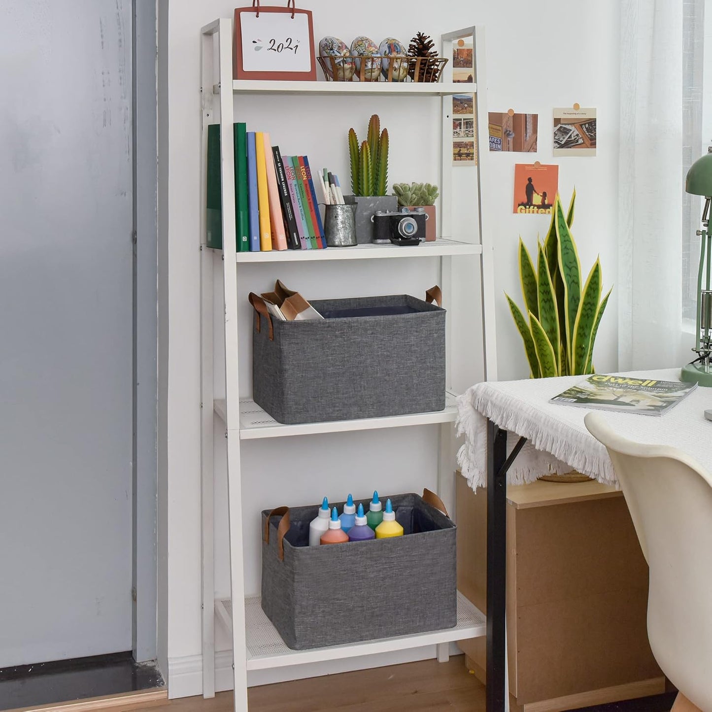 GRANNY SAYS Closet Storage Baskets, Collapsible Fabric Storage Bins with Metal Frame, Clothes Organizer Bins, Large Baskets for Shelves, Dark Gray, 4-Pack