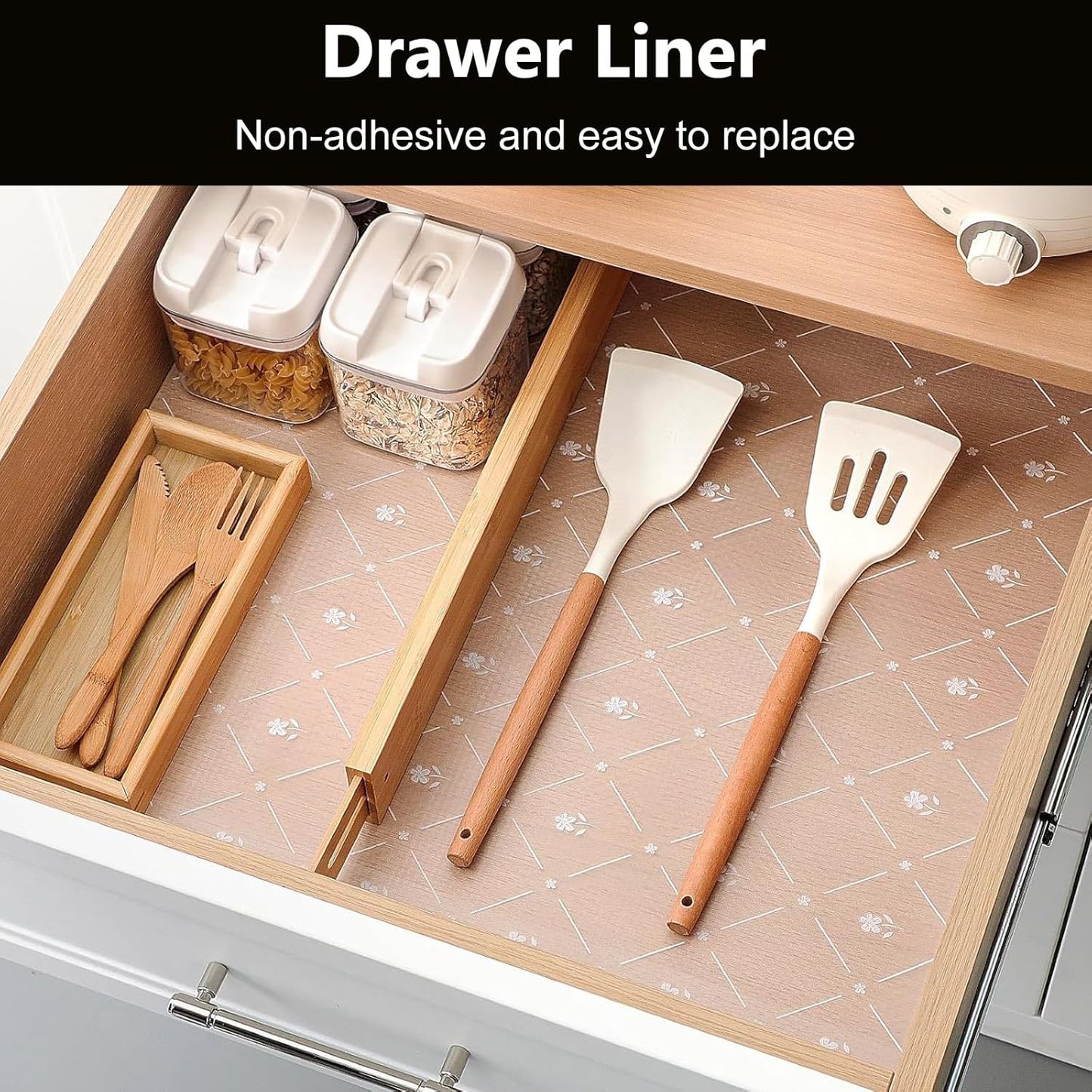 INNOLITES Shelf Liner for Kitchen Cabinets Non-Adhesive Drawer & Cabinet Liner Washable Oil-Proof Easy to Cut for Cupboard Shelves Storage Dresse Desks 17.7" x 78.7"