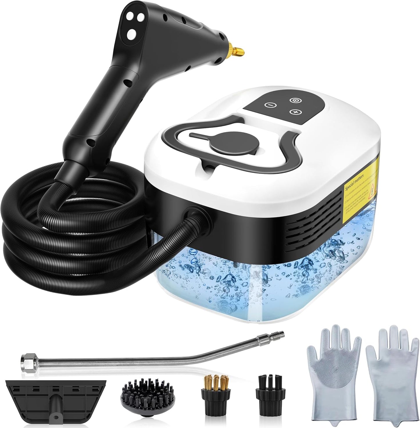 2500W Steam Cleaner for Home Use, 6-level Speed Adjustable Handle, 1.2L Handheld Car Steam Cleaner for Home Car Kitchen Furniture Floor, High Pressure Steam Machine with 4 Brush Heads White