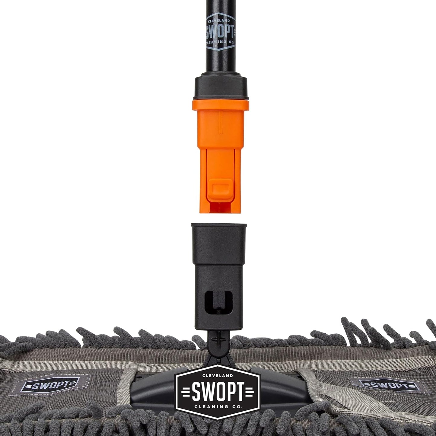 SWOPT 12” Microfiber Dust Mop Head w/Refill — Cleaning Head Interchangeable w/All SWOPT Cleaning Products for Efficient Cleaning & Storage — Mop Provides Lint-Free Cleaning for Wood, Laminate, Tile