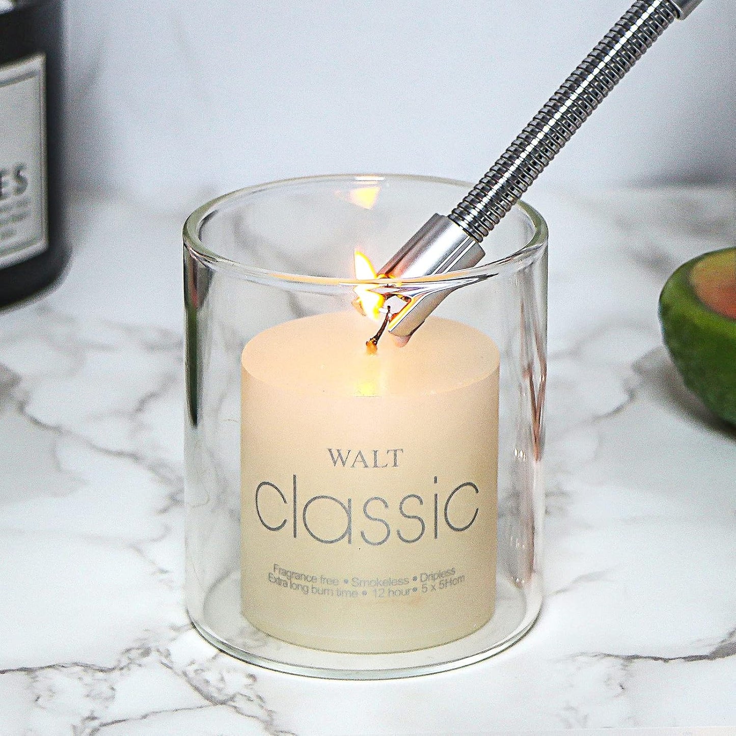 Lsnisni 4 in 1 Candle Accessory Set - Wick Cutter, Snuffer, Dipper & Electric Lighter - Gifts for Candle Lovers (Champagne)