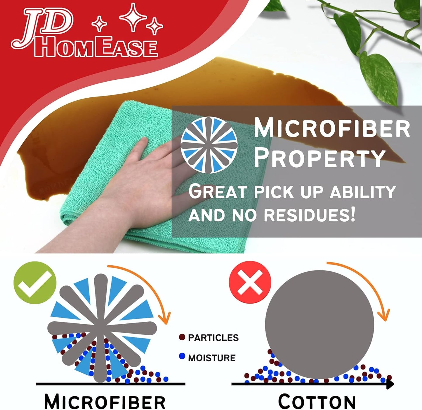 Microfiber Cleaning Cloths,24 Pack, 16"x16", All-Purpose, Softer, Highly Absorbent, Lint-Free, Reusable, Washable Pro Towels, Brown, for House, Kitchen, Bathroom, Car, Office