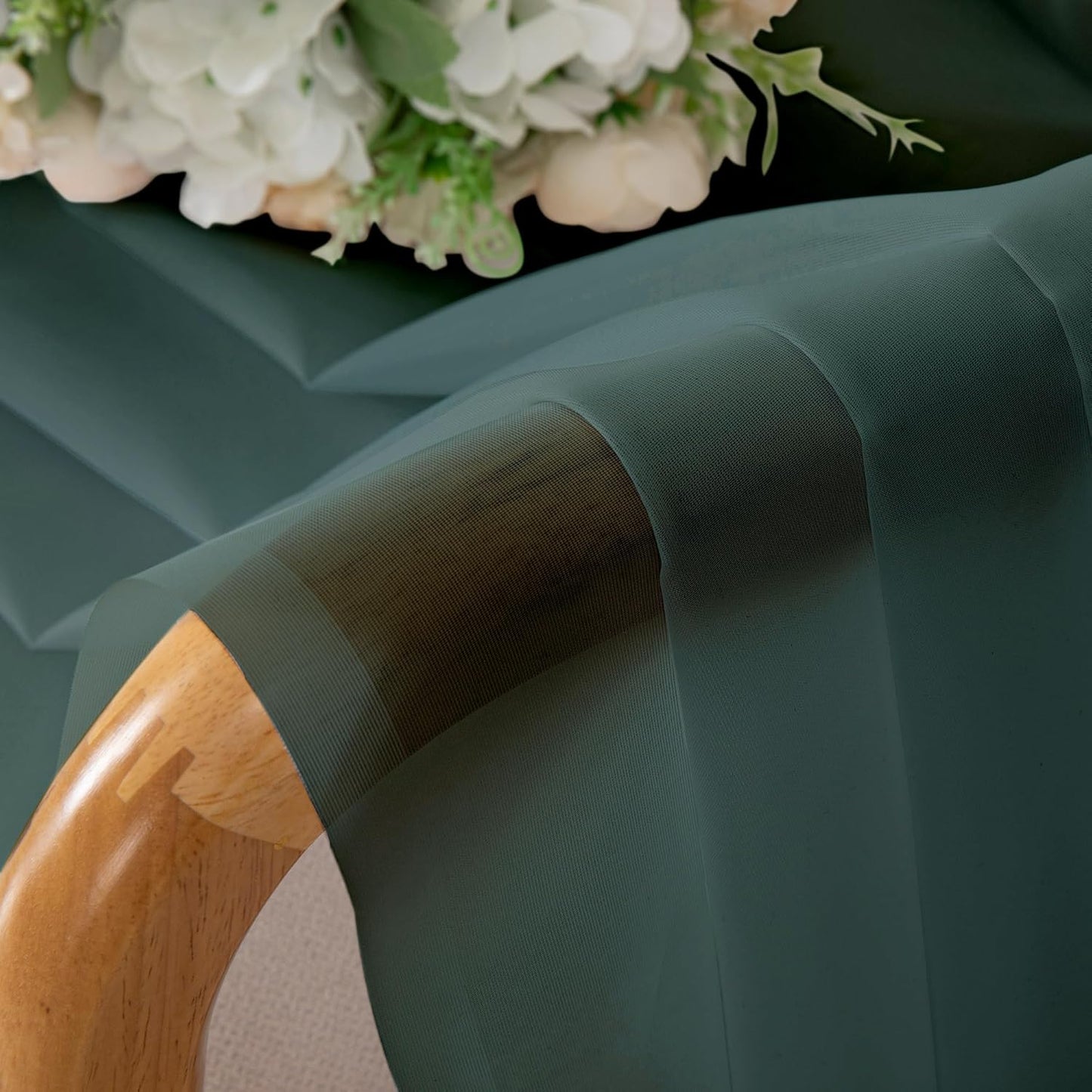 Chyhomenyc Hunter Green Sheer Curtains 96 inches Long 2 Panels, Light Filtering Soft Airy Solid Elegant Voile Window Treatment Drapes for Bedroom Living Room Wedding Party Decor, 42 Wx96 L, 8FT L