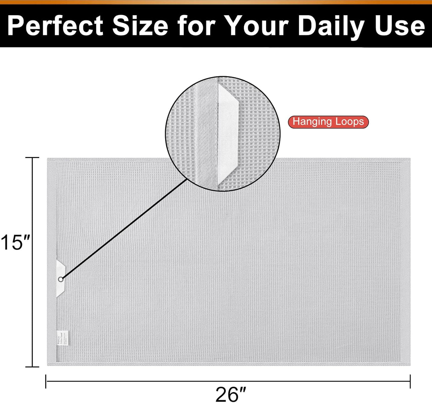 Homaxy 100% Cotton Waffle Weave Kitchen Towels - 4 Pack Soft and Absorbent Dish Towels - 16 x 26 Inches Quick Dry Hand Towels - Light Grey