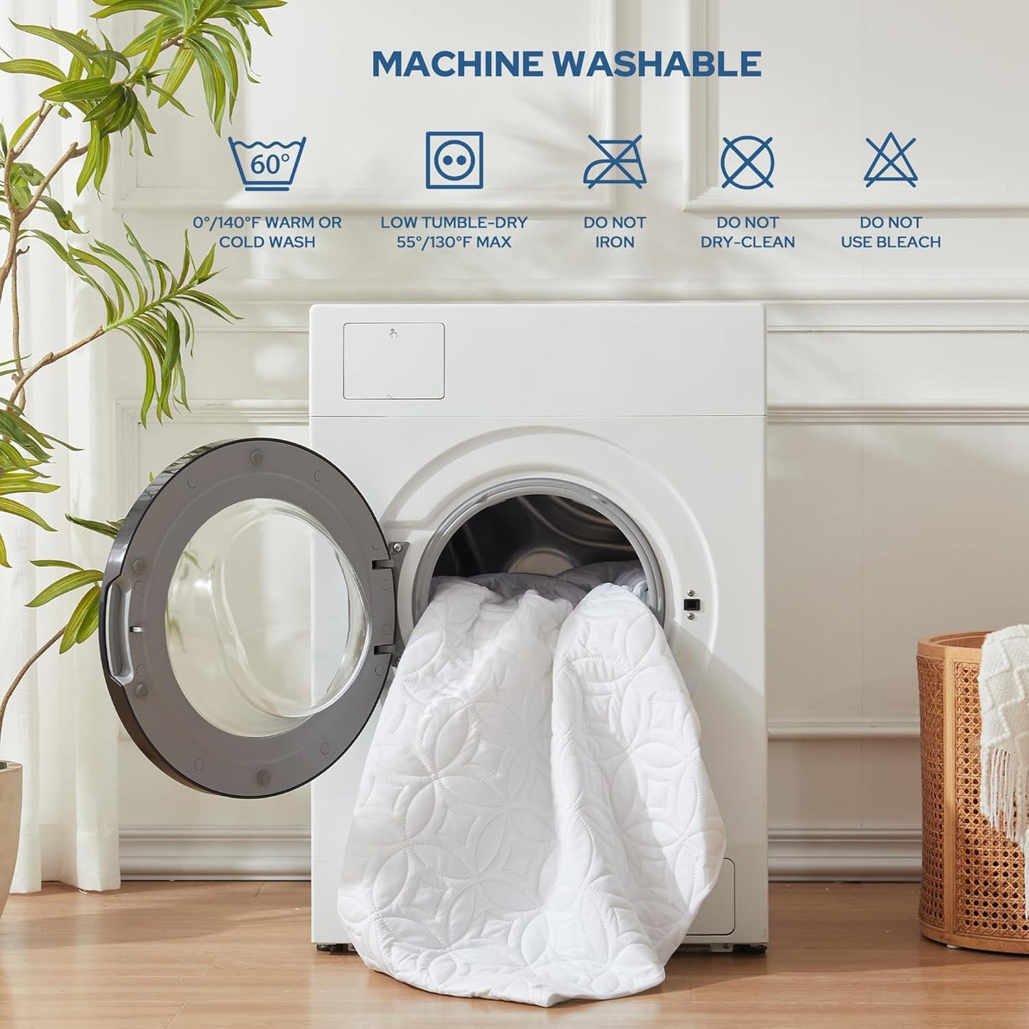 BEDLORE Waterproof Mattress Protector, Twin Size Mattress Pad with Deep Pocket 6"-15" Depth, Soft Breathable Single Bed Mattress Cover for Bedroom, Dorm Room (White)