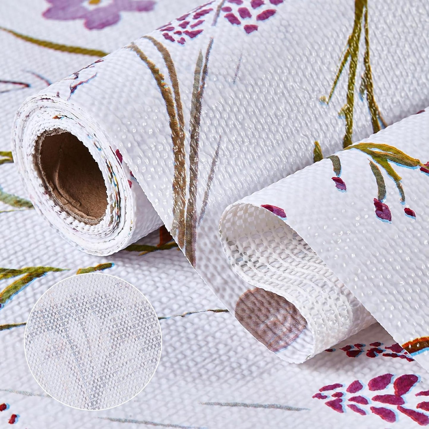 Drawer and Shelf Liner for Kitchen Cabinets 12INx20FT, Non Adhesive, Non Slip Floral Cabinet Shelf Drawer Liner Shelf Paper for Kitchen, Waterproof Cupboard Liners (Colorful Floral)