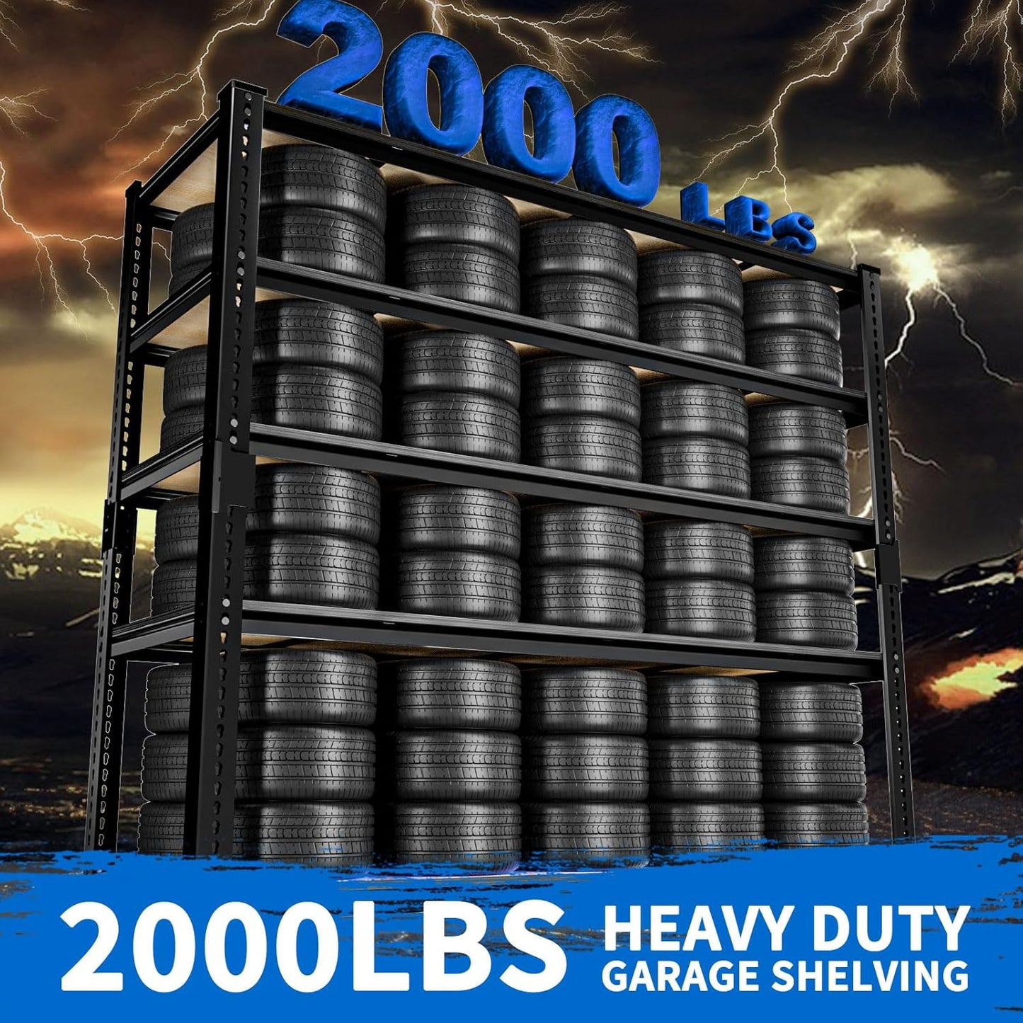 Garage Shelving, 2 PCS Storage Shelves Heavy Duty 2000 LBS Capacity, 5 Tier Adjustable Metal Organizer Wire Rack, 36" L x 18" W x 72" H Utility Shelf Unit for Kitchen Pantry