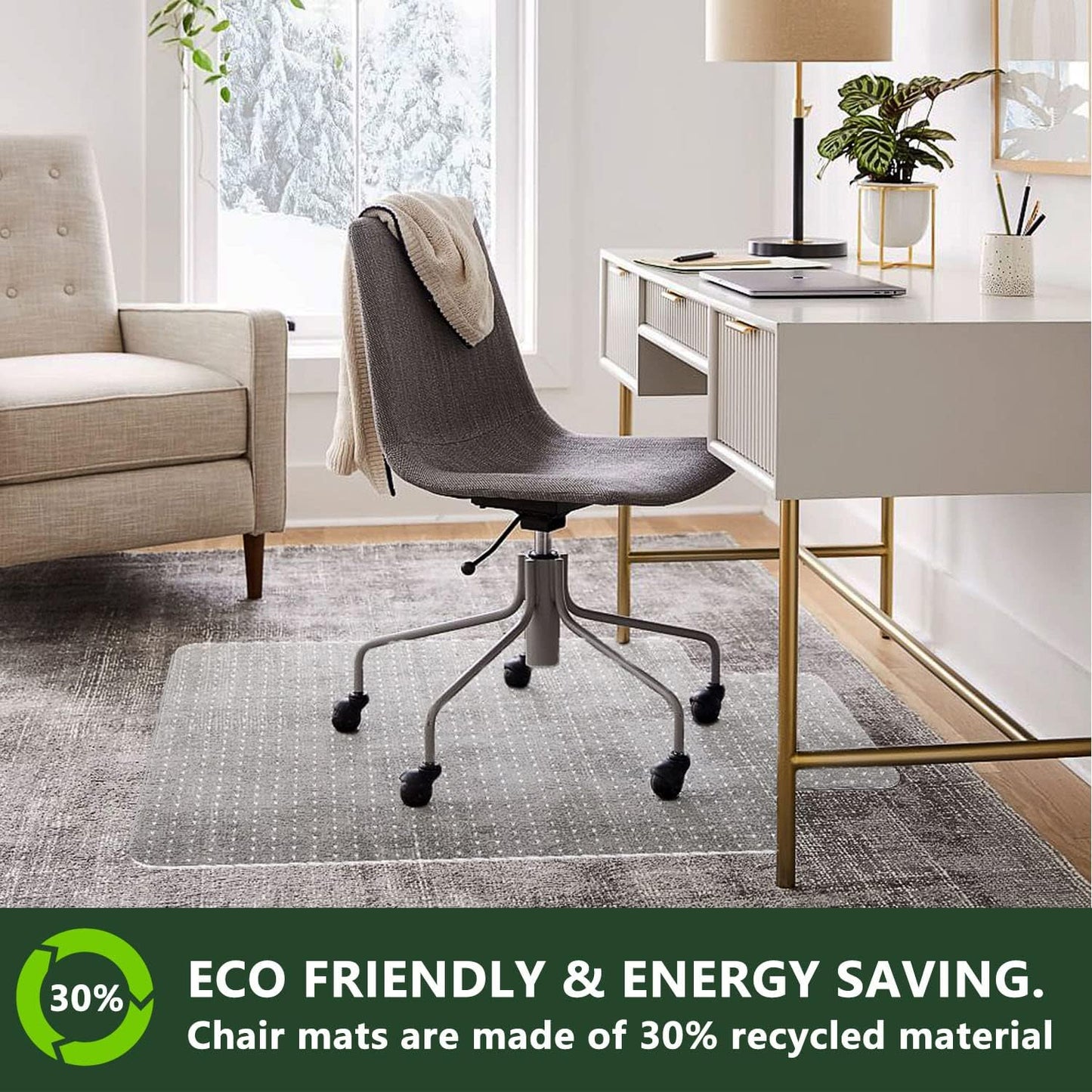 FuturHydro Office Chair Mat for Carpet, 30" x 48" Clear Floor Protector, Transparent Under Desk Mats for Office, Home and Gaming Floors (Rectangle)